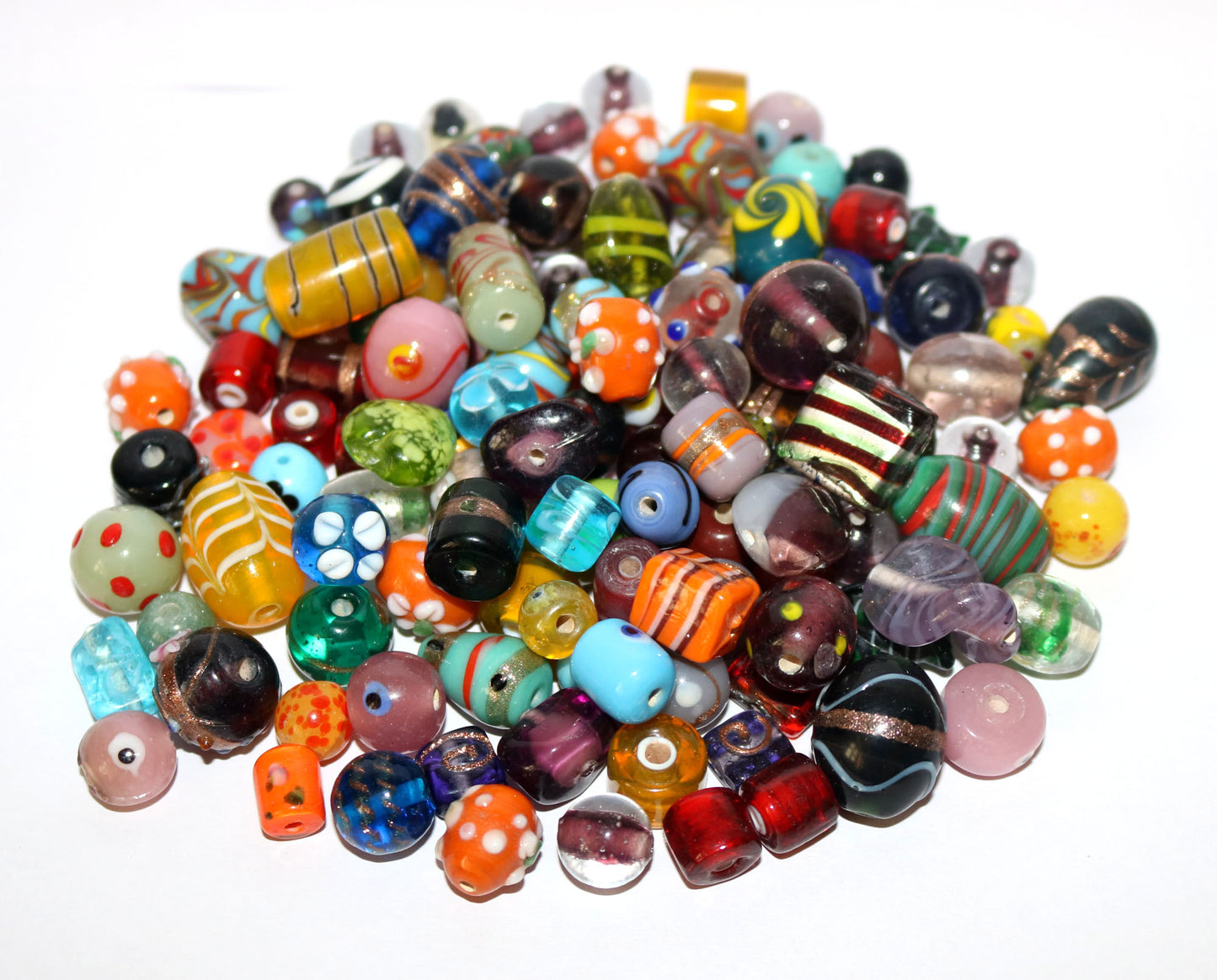150 Multi Color Lamp Work Glass Beads Mix