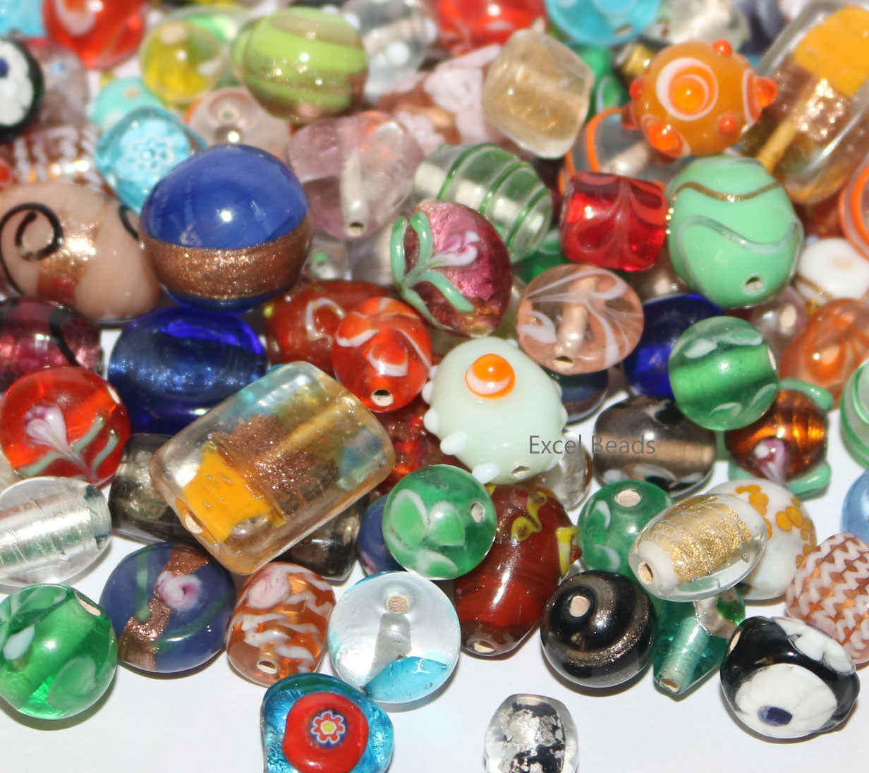 150 Multi Color Lamp Work Glass Beads Mix