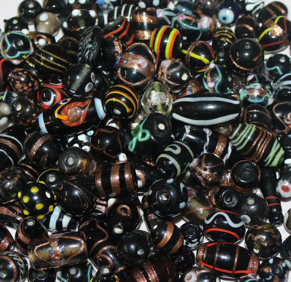 150 Lamp Work Glass Beads Mixed Style Black Combination