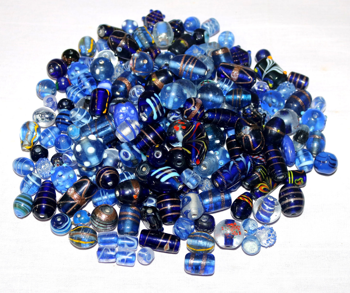 150 Lamp Work Glass Beads Mixed Style Blue Combination