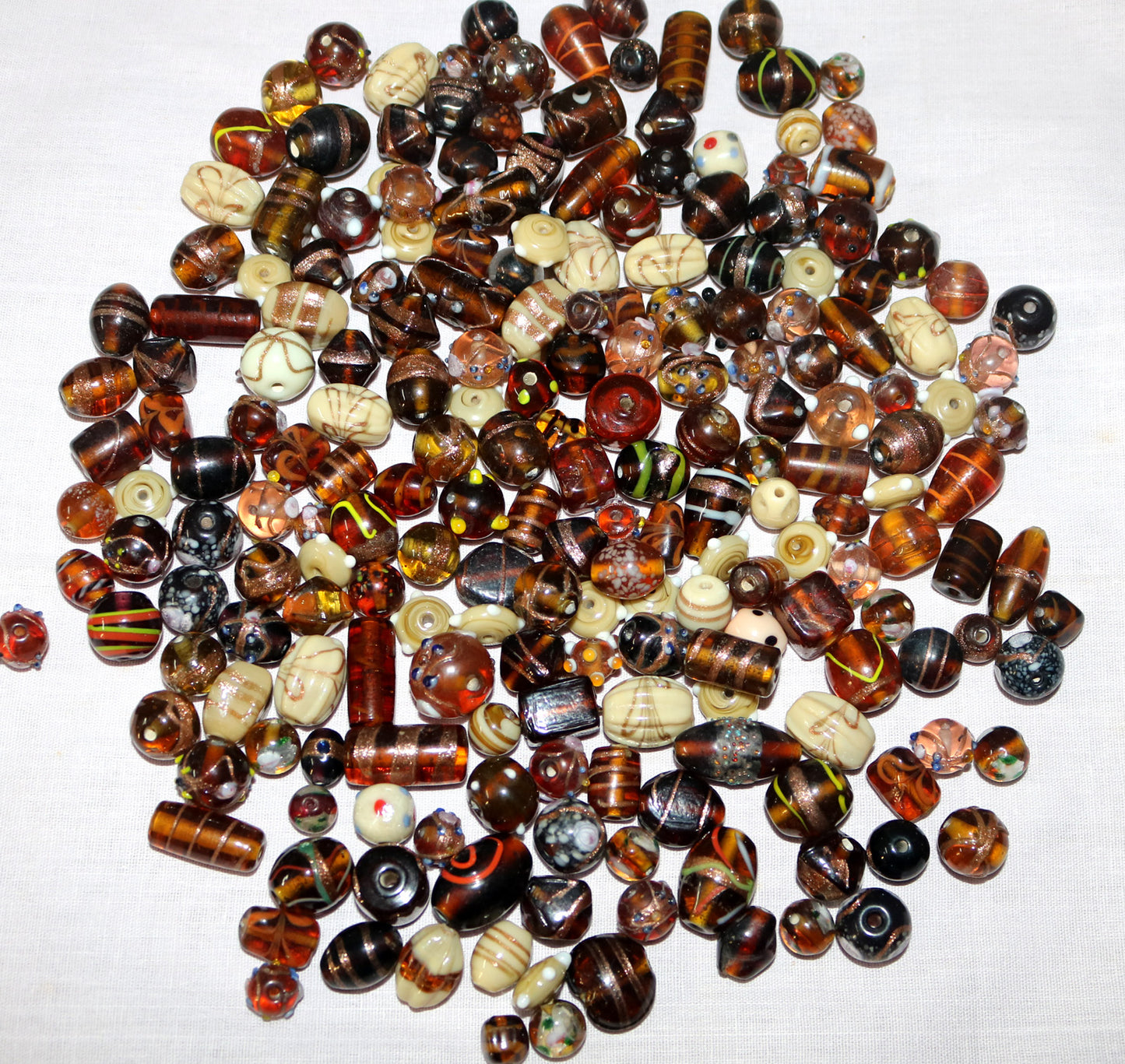 150 Lamp Work Glass Beads Mixed Style Brown Combination