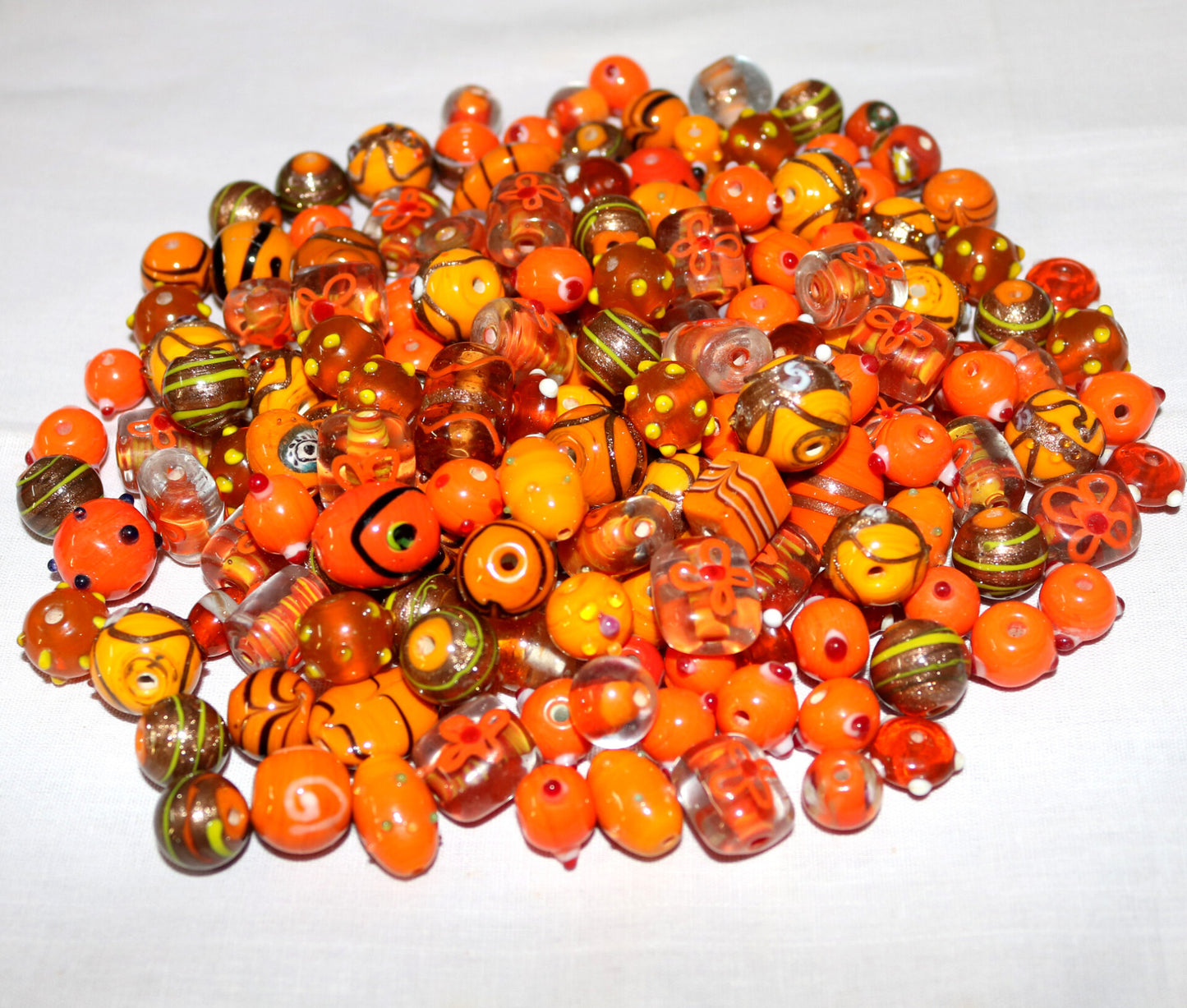 150 Lamp Work Glass Beads Mixes Style Orange Combination