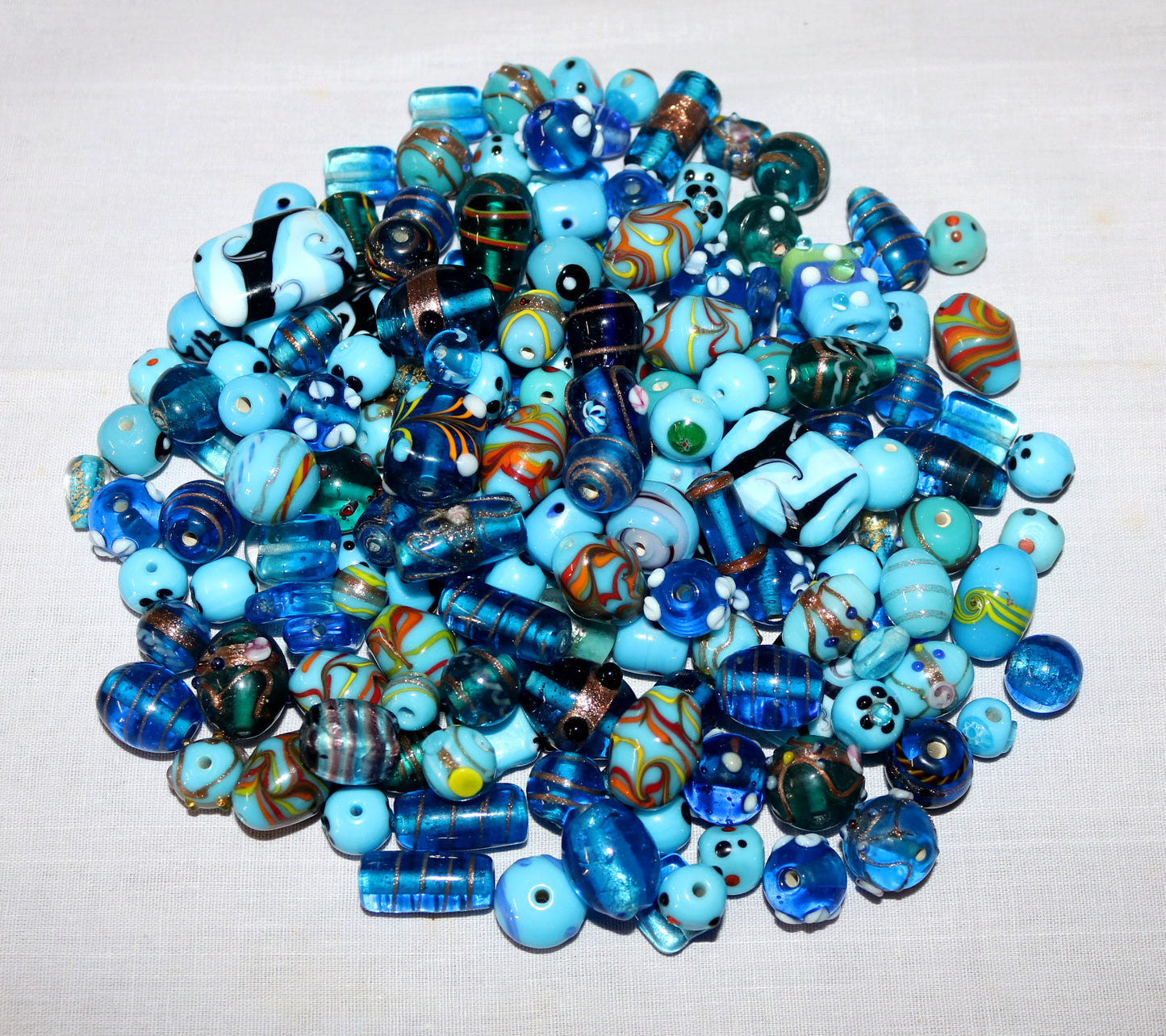 150 Lamp Work Glass Beads Mixed Style Turquoise Combination