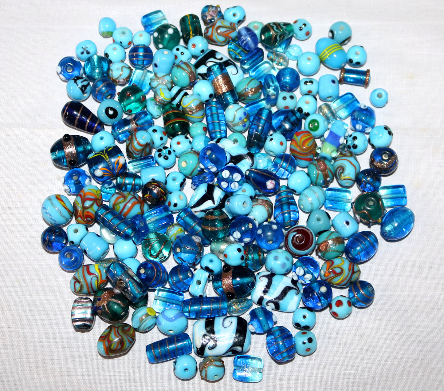 150 Lamp Work Glass Beads Mixed Style Turquoise Combination