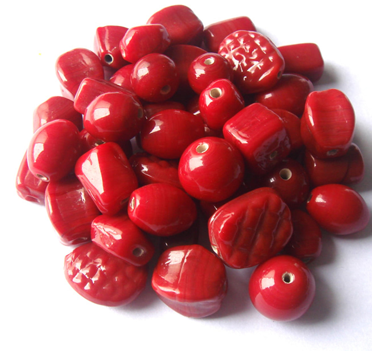 100 Lampwork Glass Beads - Plain Beads Maroon - PMX-212
