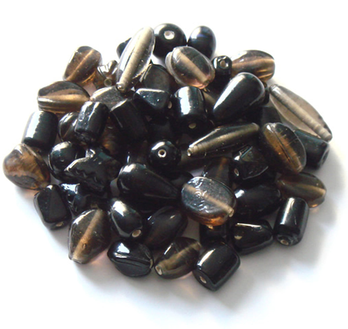 100 Lampwork Glass Beads - Plain Beads Mix Black - PMX-13