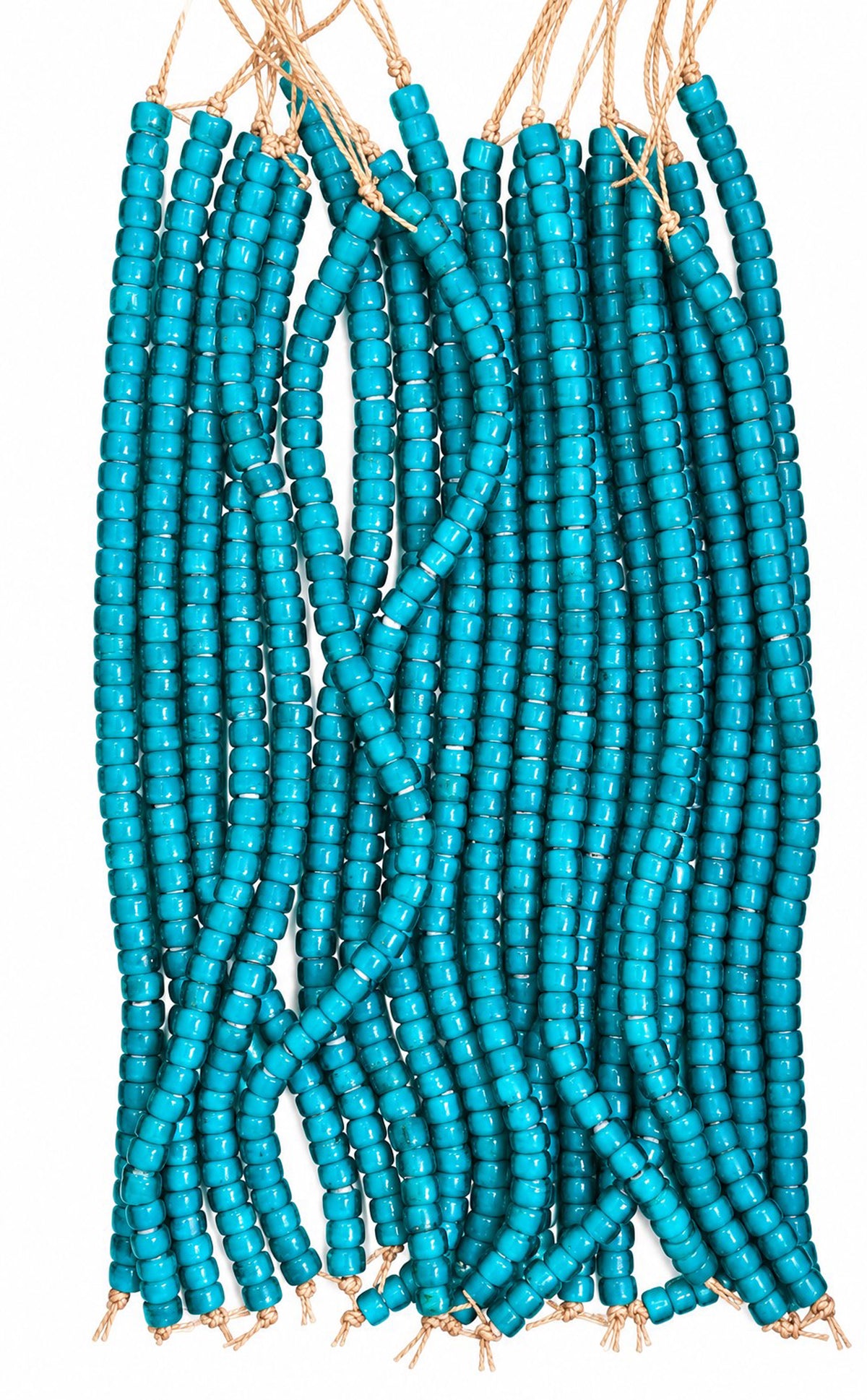 10 Strands (8"), 4x6mm Glass Beads (WHB) Teal - STR-1152