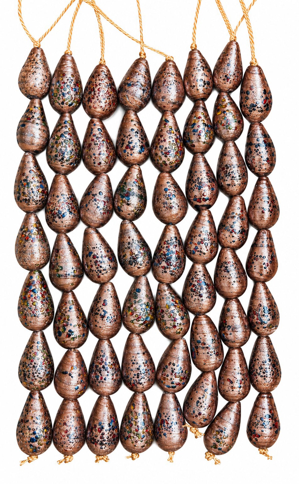 5 Strands 15x27mm Golden Stone Covered Glass Beads - STR-1172