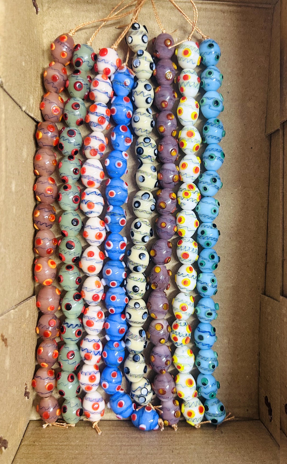 8 Strands 11x14mm Oval Glass Beads Mix Color - STR-1200