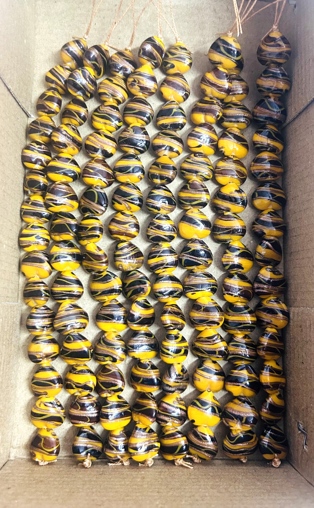 5 Strands 13x15mm Heart Shape Glass Beads Yellow- STR-1241
