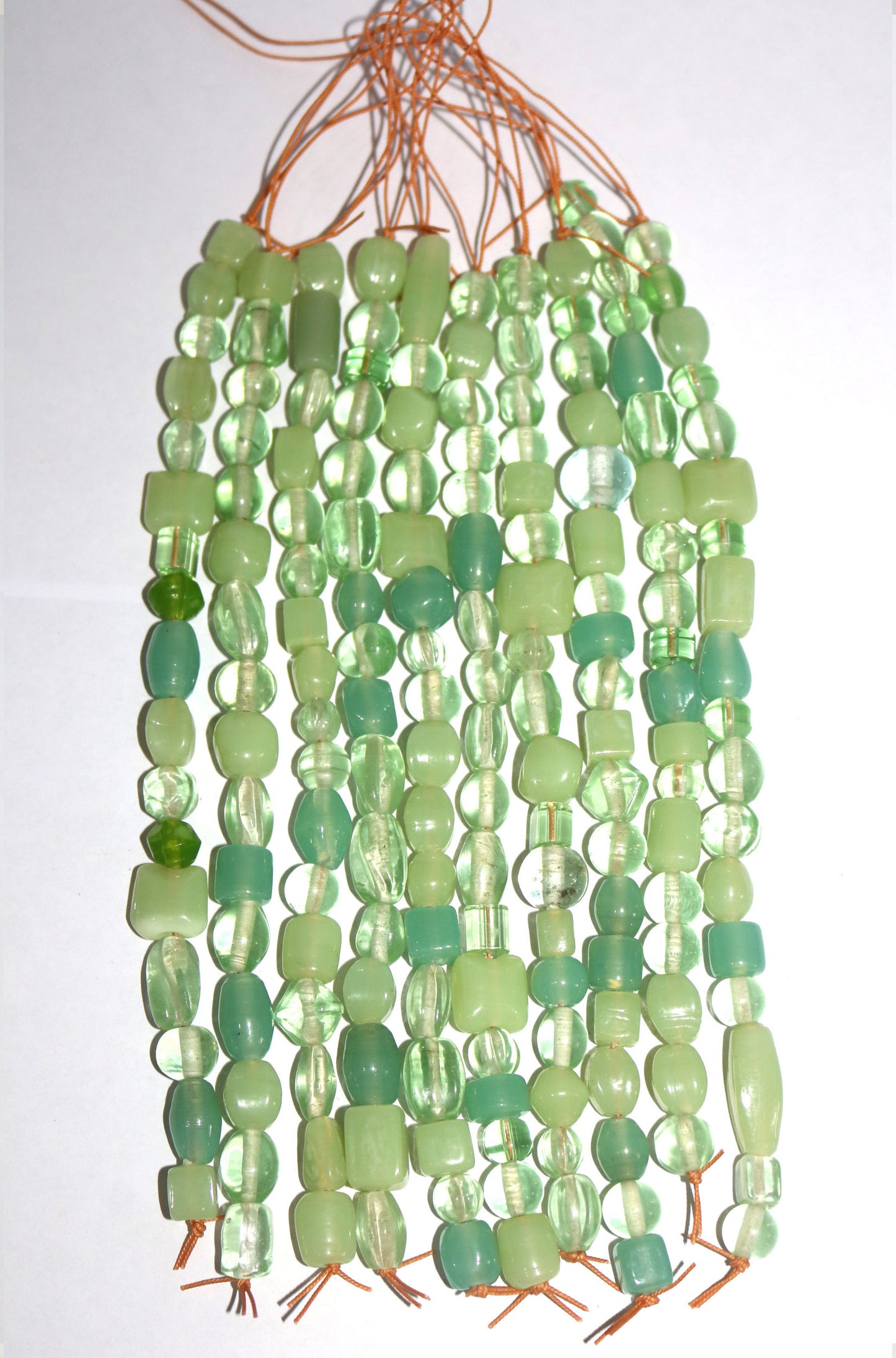 10 Strands Lamp Work Glass Beads - Light Green