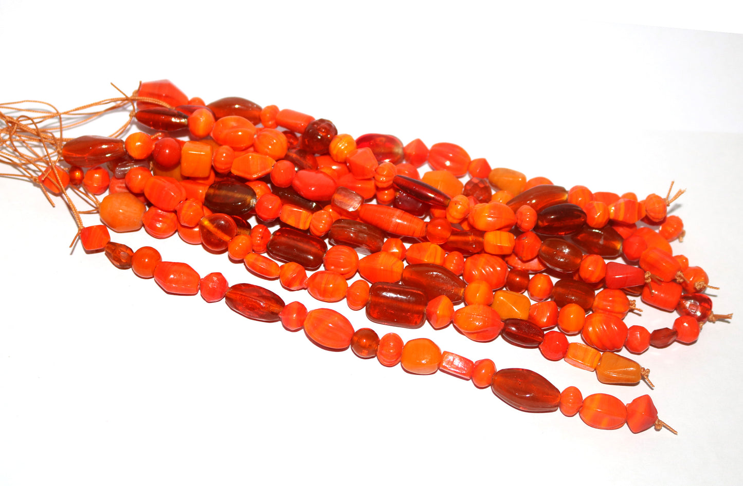 10 Strands Lamp Work Glass Beads - Orange Mix