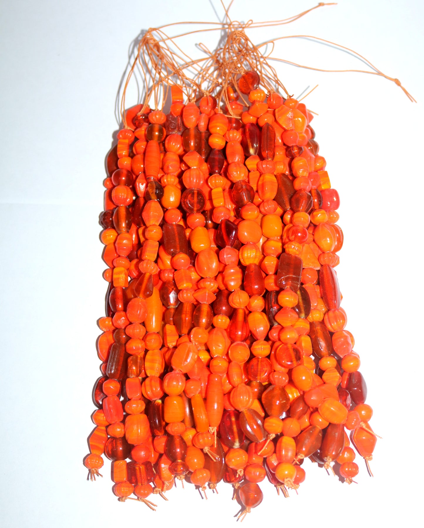 10 Strands Lamp Work Glass Beads - Orange Mix