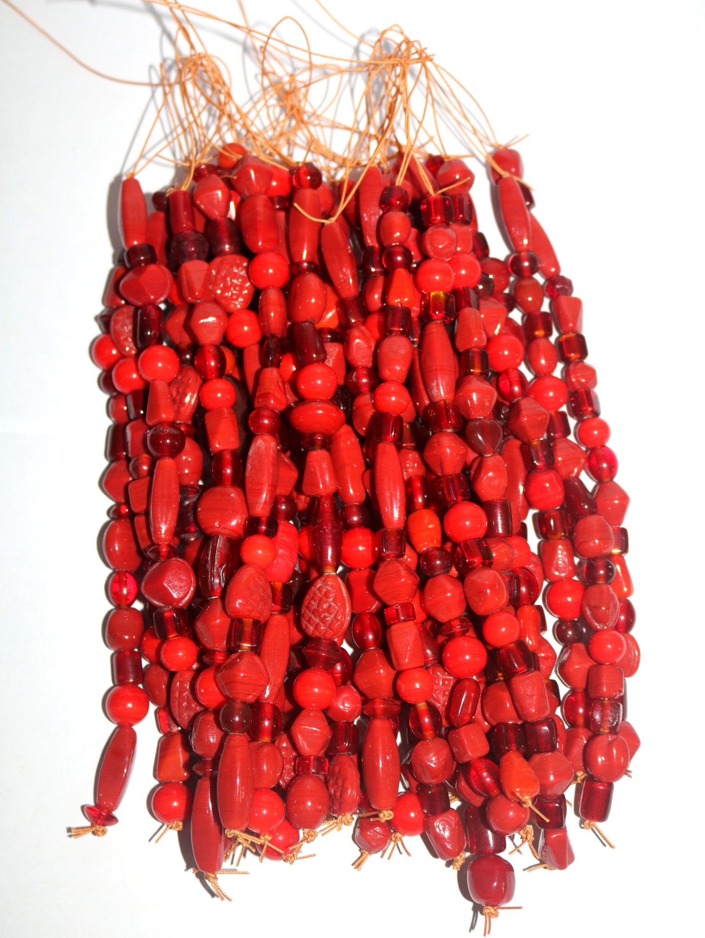 10 Strands Lamp Work Glass Beads - Red Mix
