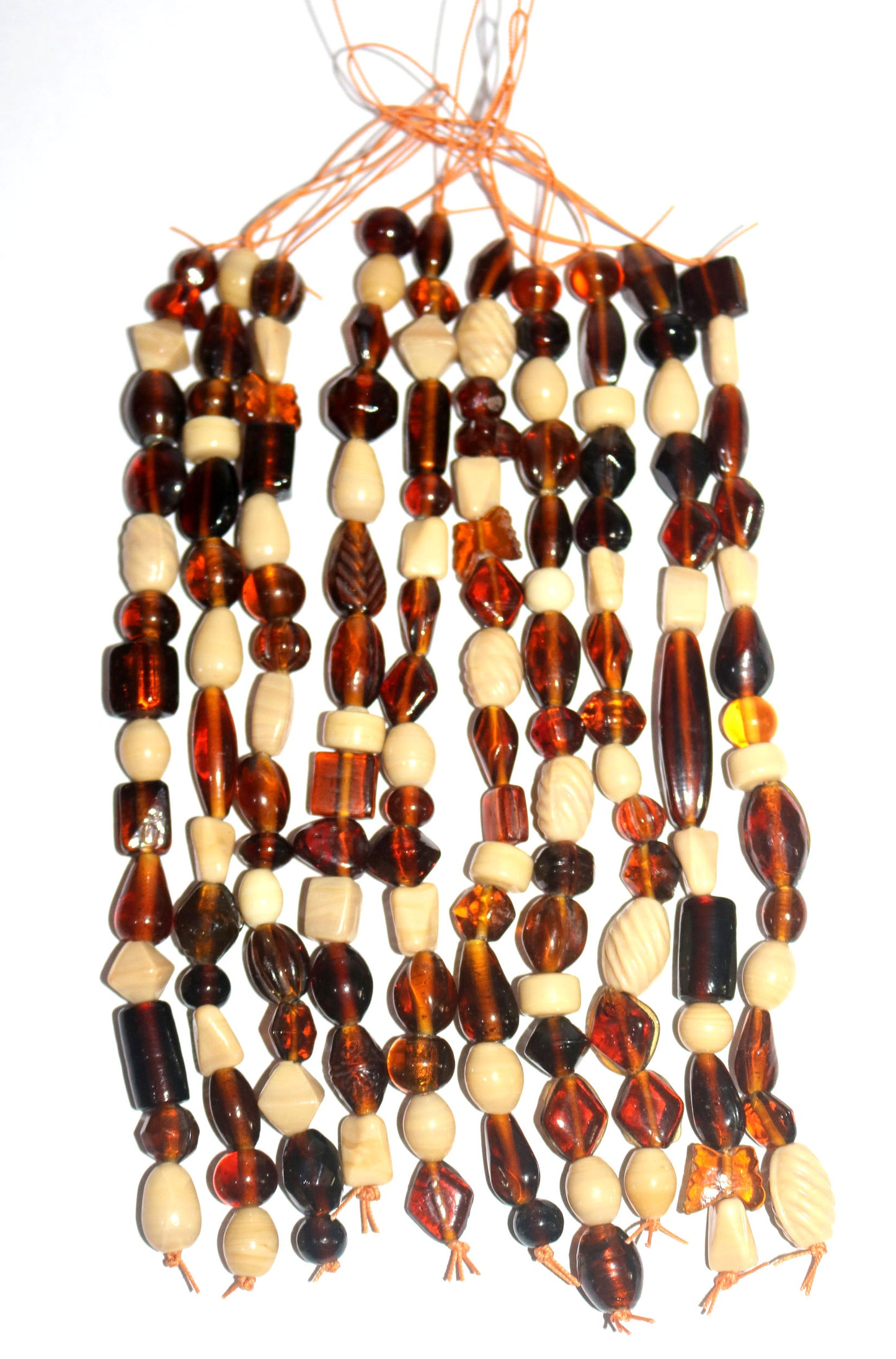10 Strands Lamp Work Glass Beads - Brown Mix