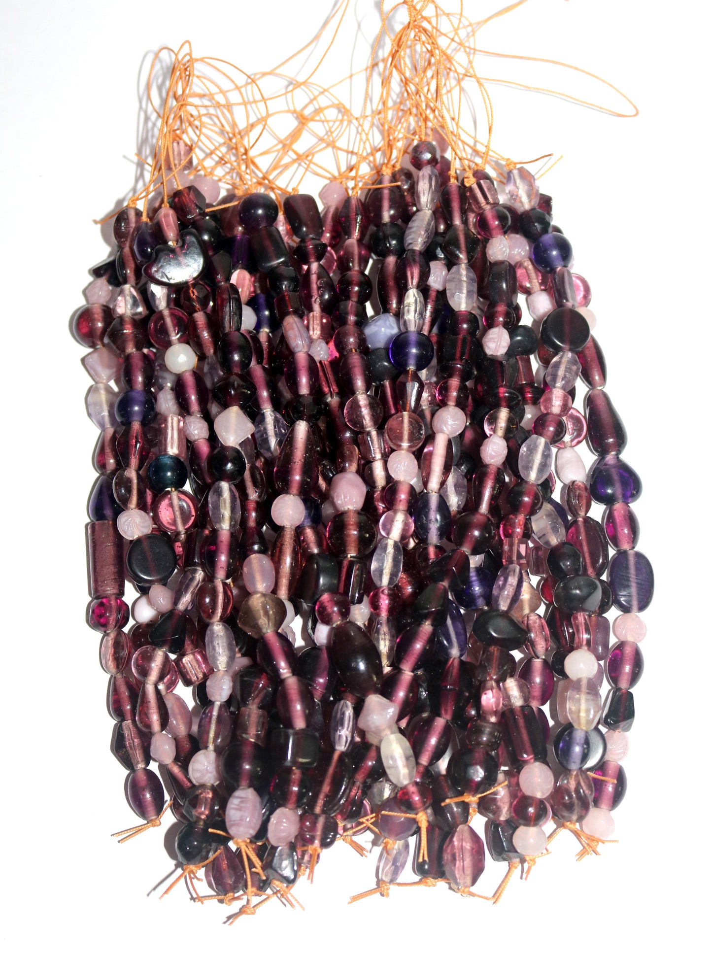 10 Strands Lamp Work Glass Beads - Purple Mix