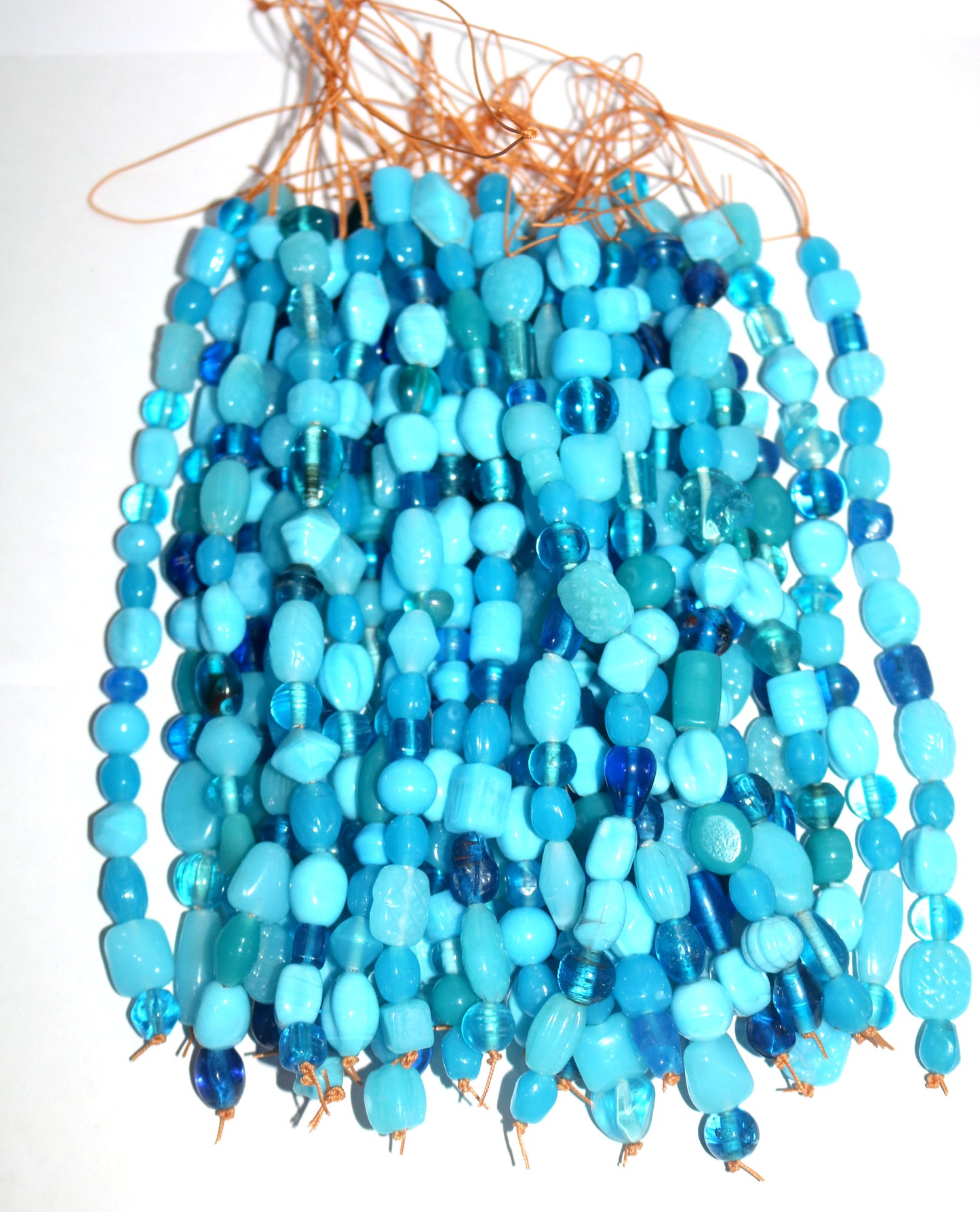 10 Strands Lamp Work Glass Beads - Turquoise Mix