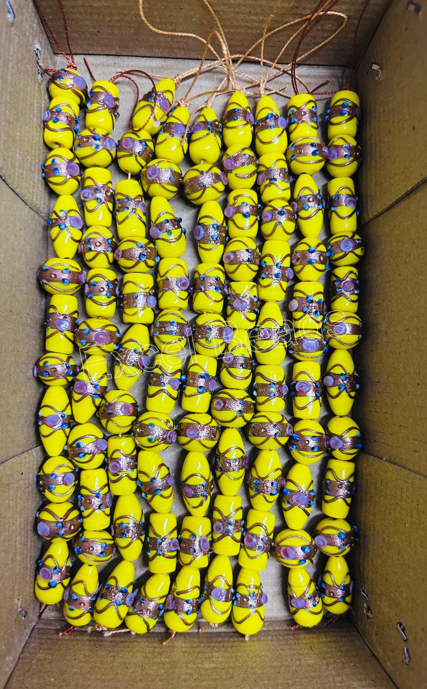5 Strands Multi Shape Wedding Cake Beads Yellow - STR-0204