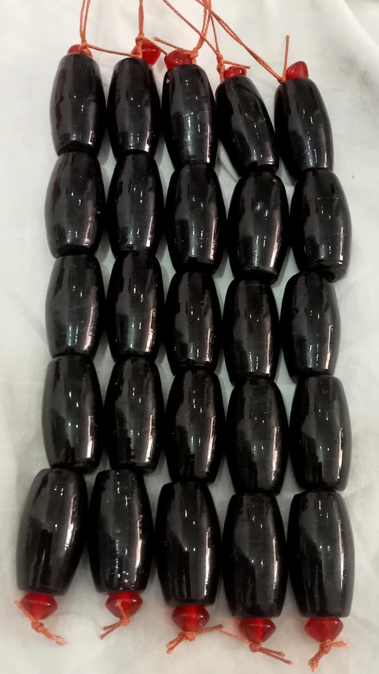 5 Strands Large Size, Large hole Beads 22x40mm Oval Black