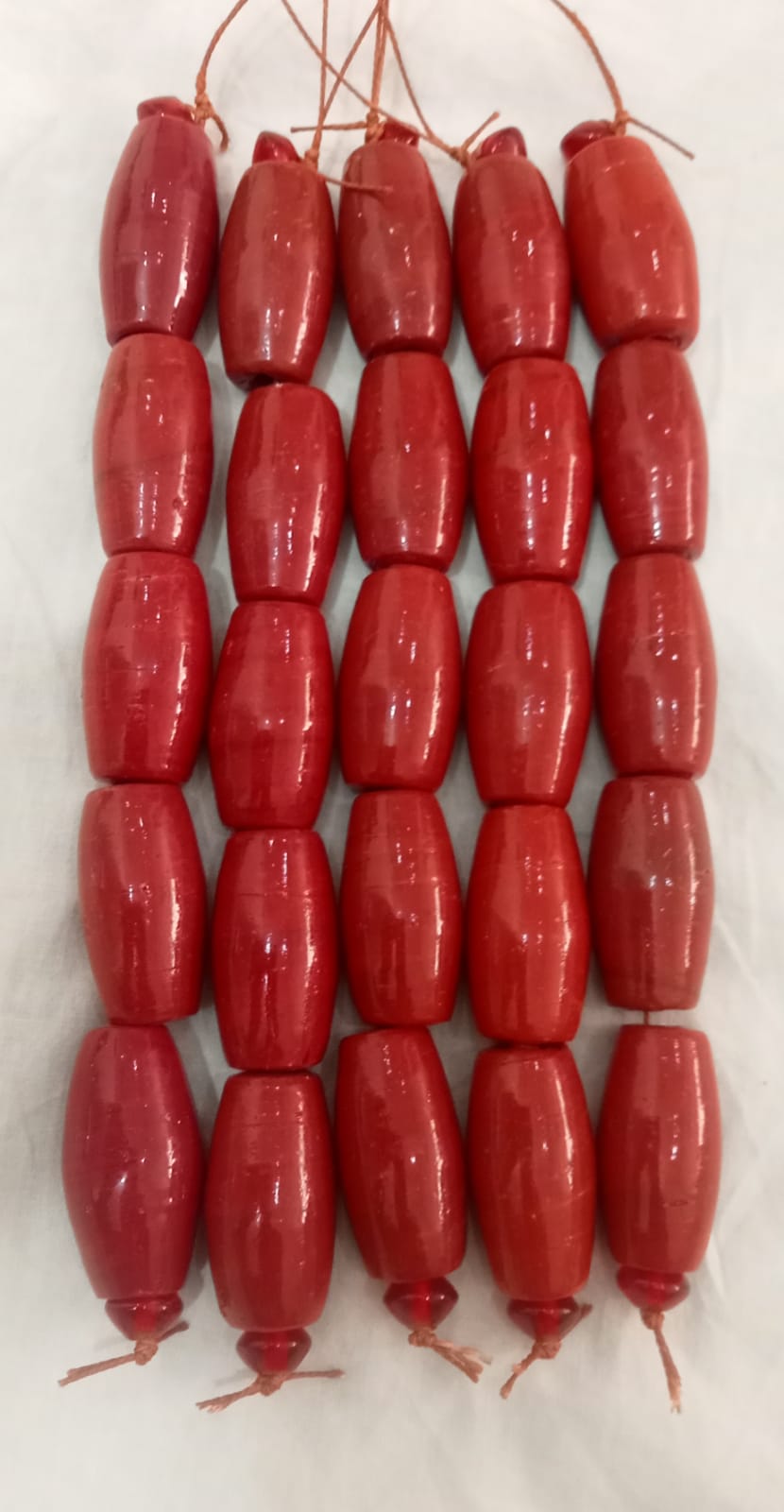 5 Strands Large Size, Large hole Beads 22x40mm Oval Maroon