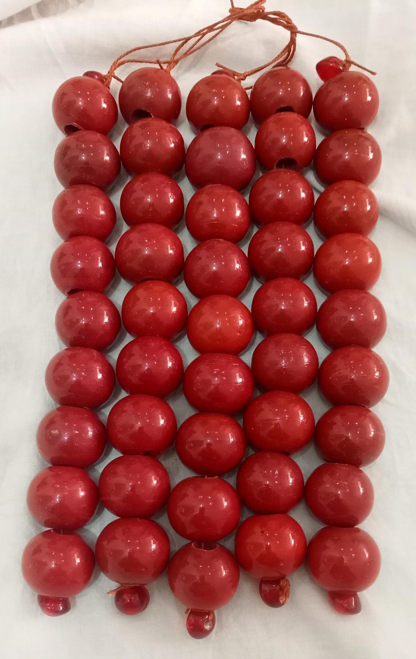 5 Strands Large Size, Large hole Beads 25mm Maroon