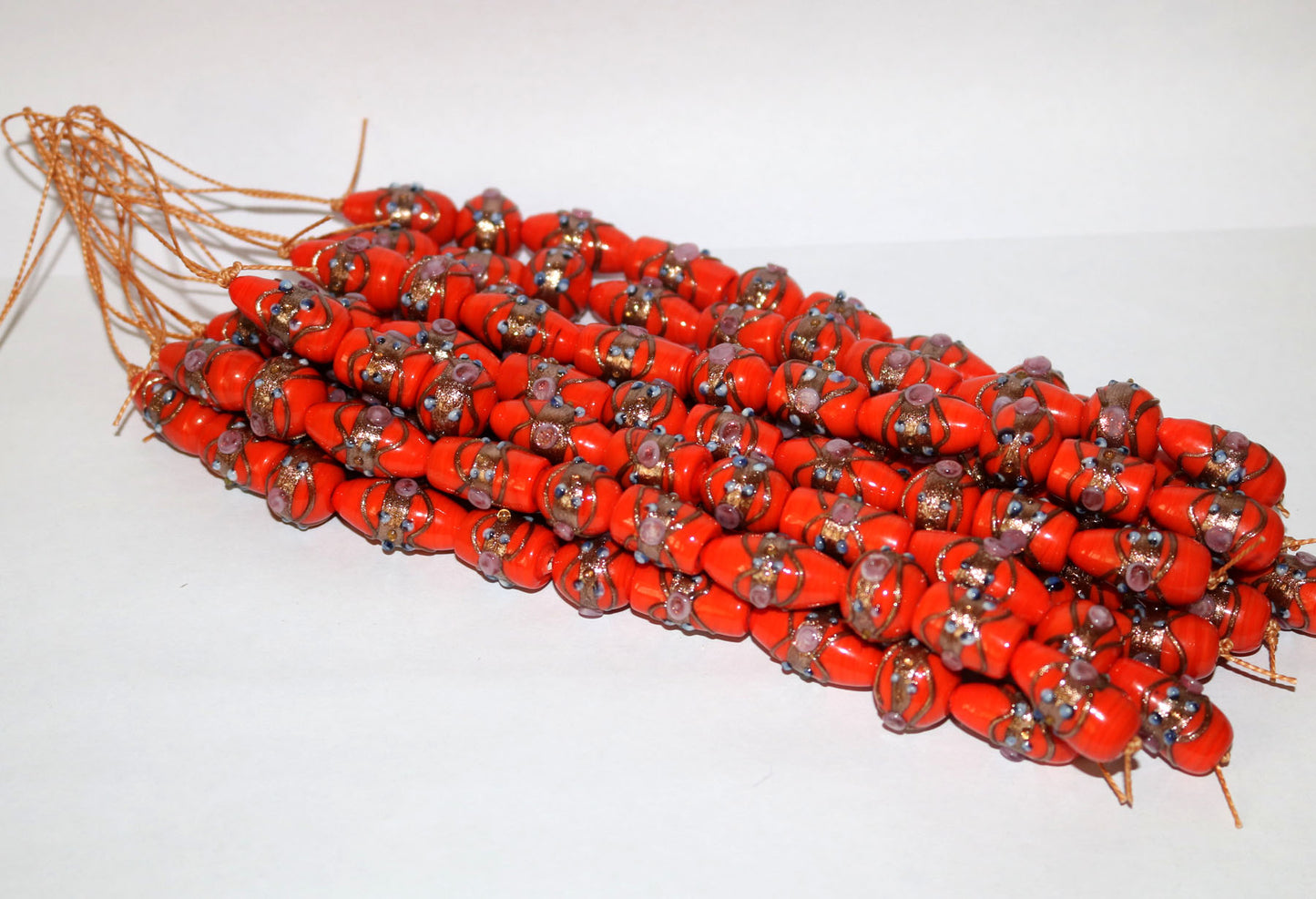 10 Strands Wedding Cake Beads Orange