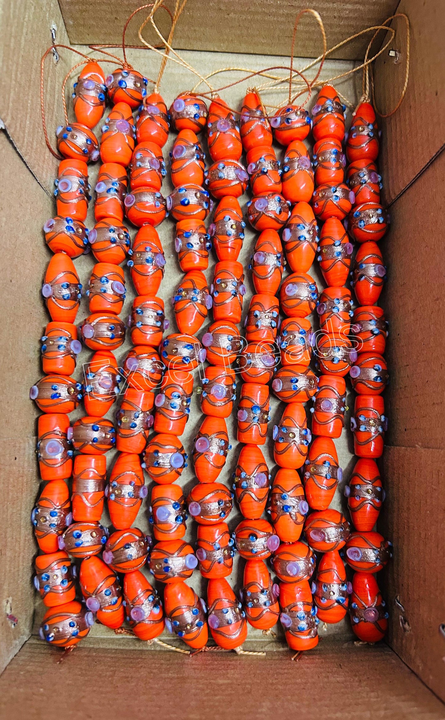 5 Strands Multi Shape Wedding Cake Beads Orange - STR-0205