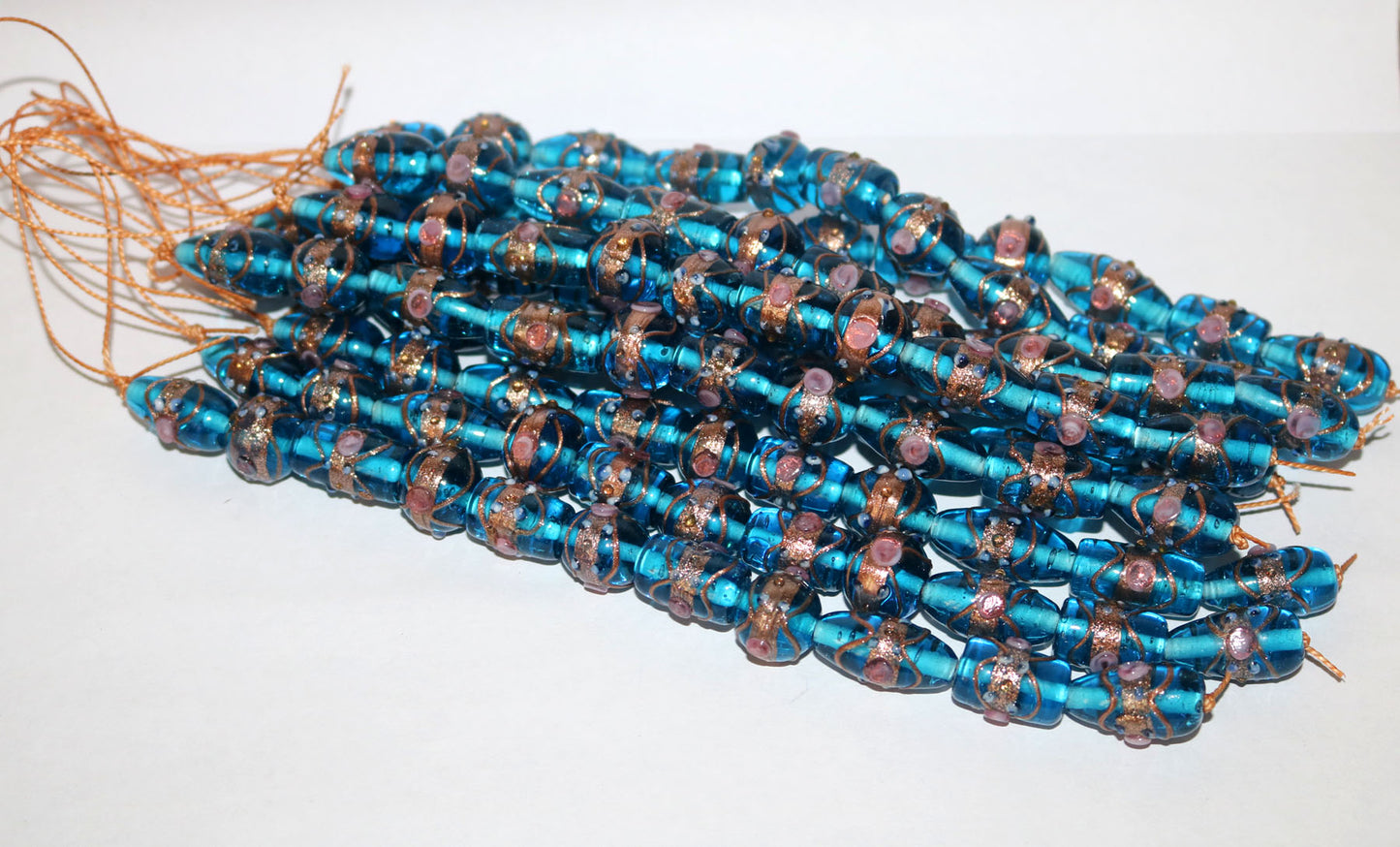 10 Strands Wedding Cake Beads Turq.