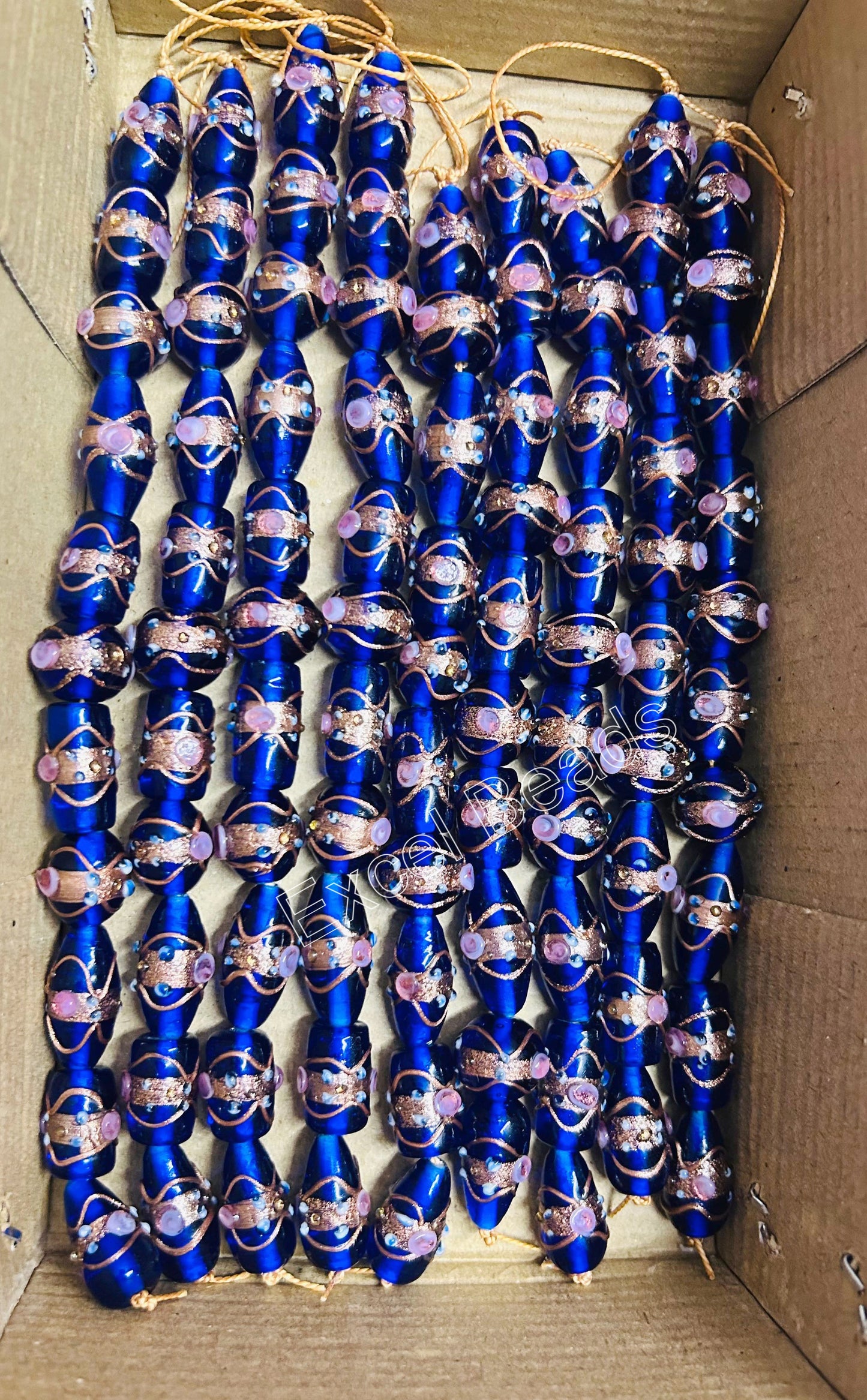 5 Strands Multi Shape Wedding Cake Beads Blue- STR-0213