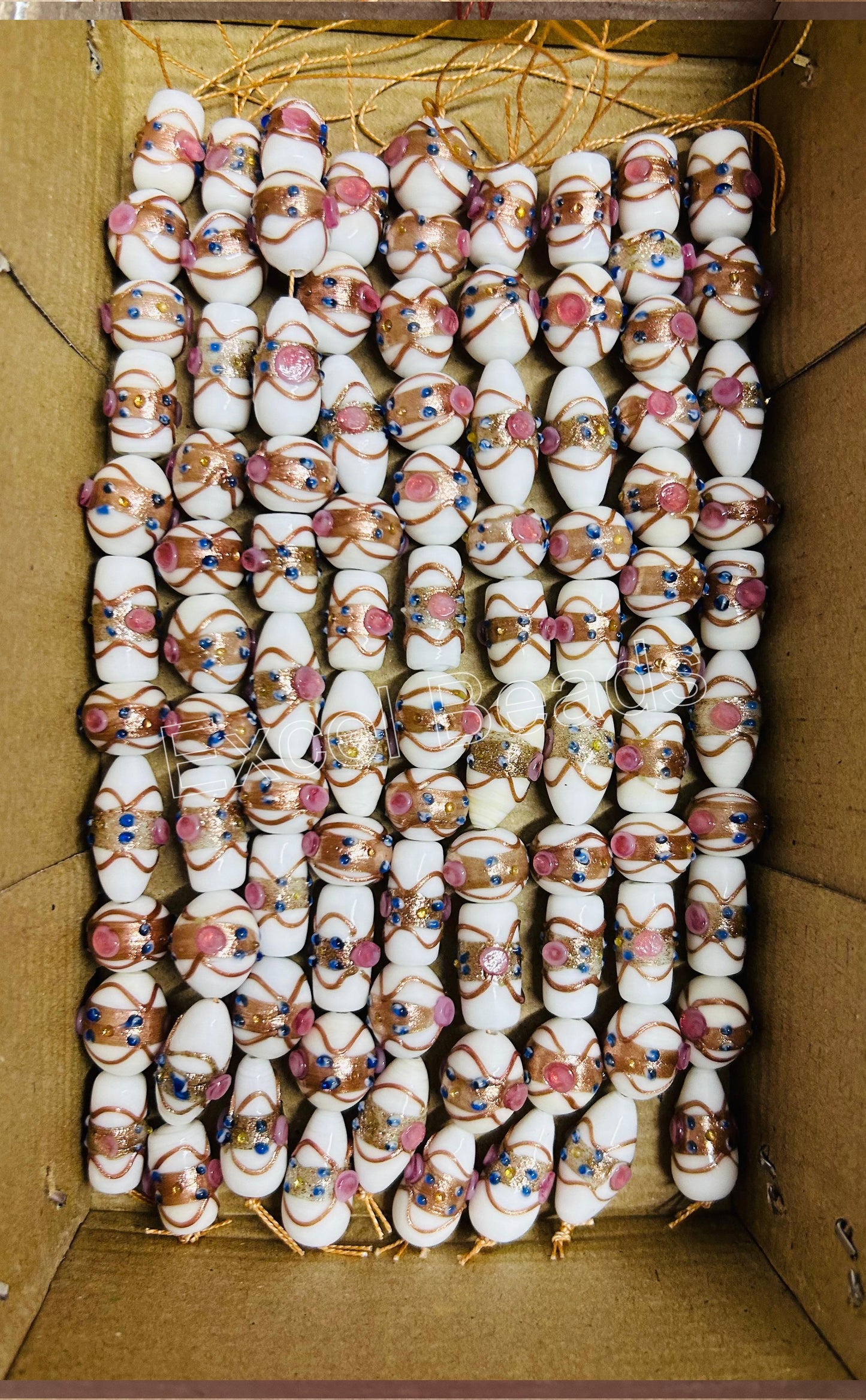 5 Strands Multi Shape Wedding Cake Beads White - STR-216