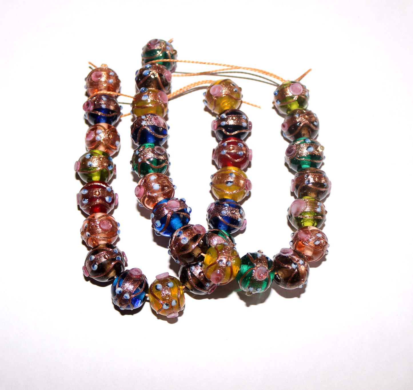 5 Strands 12mm Multi Color Trans Wedding Cake Beads- STR-0231