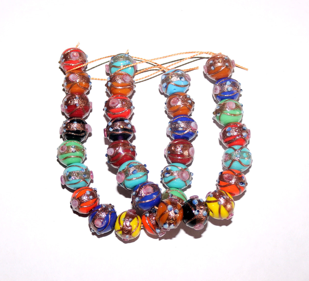 5 Strands 12mm Multi Color Wedding Cake Beads - STR-0232