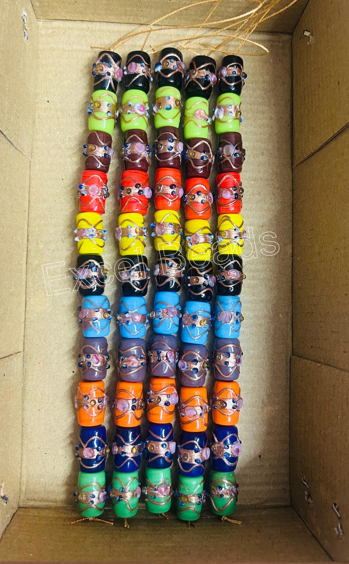5 Strands Multi Color Wedding Cake Beads 12x17mm - STR-0254