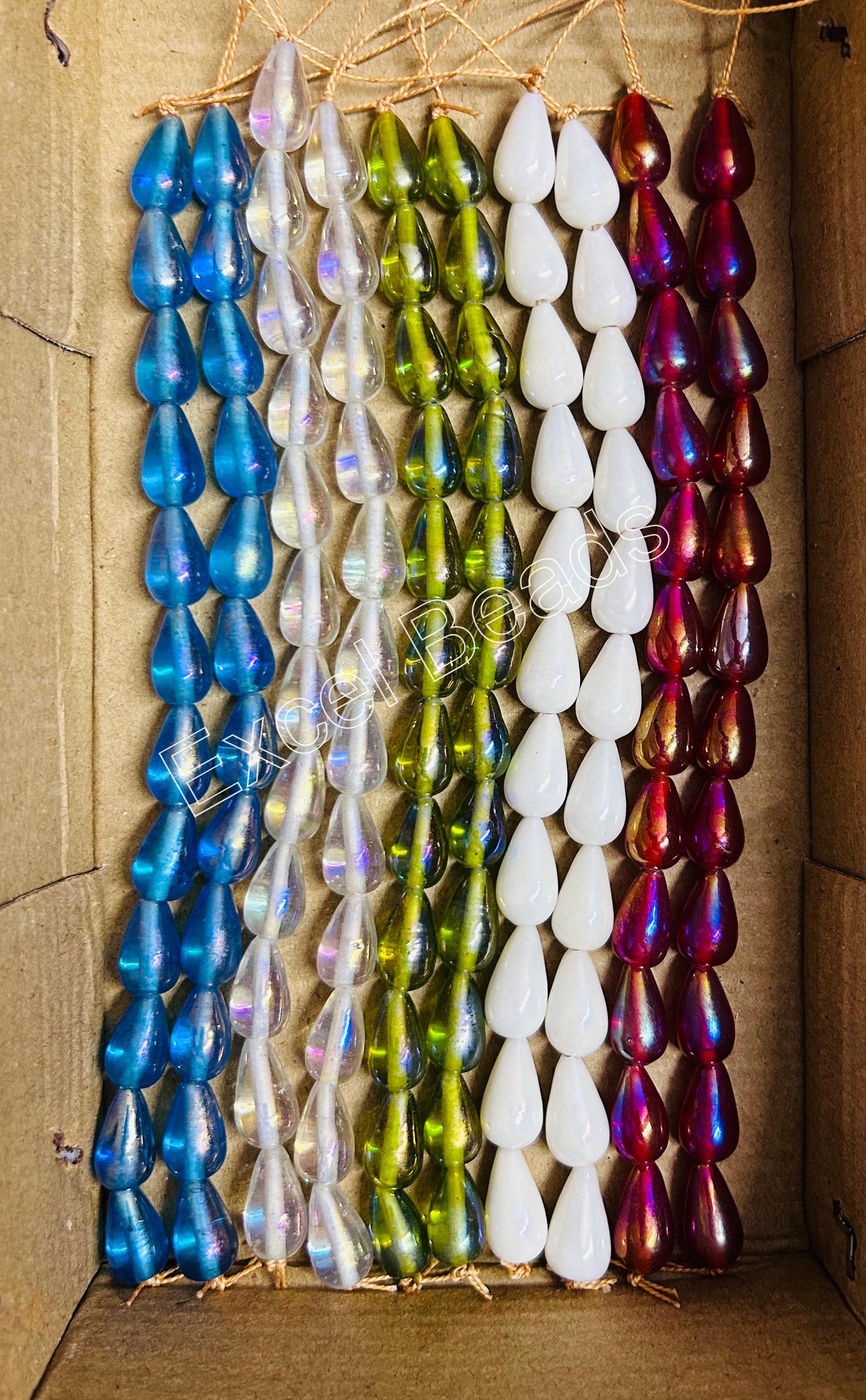 10 Strands Rainbow Finished Glass Beads (120 Beads) - STR-2550