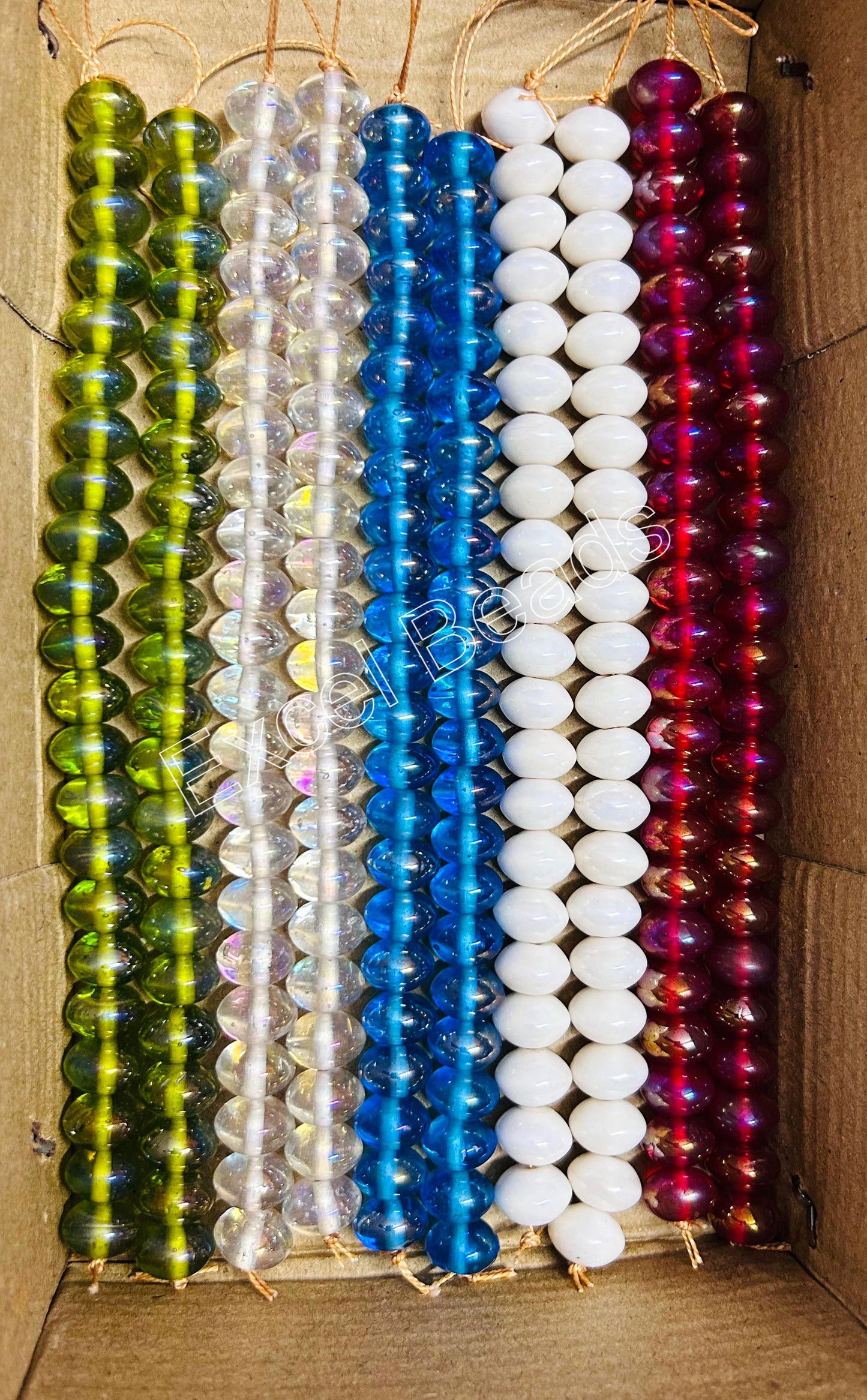 10 Strands Rainbow Finished Rondell Beads (220 Beads) - STR-2600
