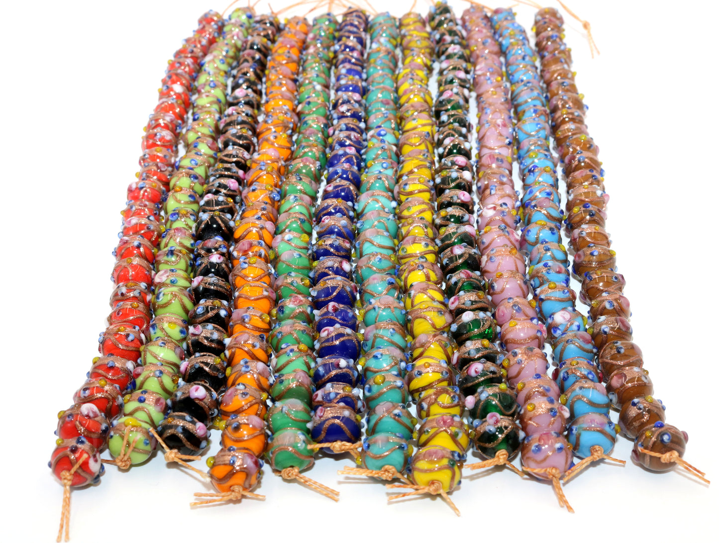 280 Beads, 12 Strands of 8mm Multi Color Wedding Cake Beads