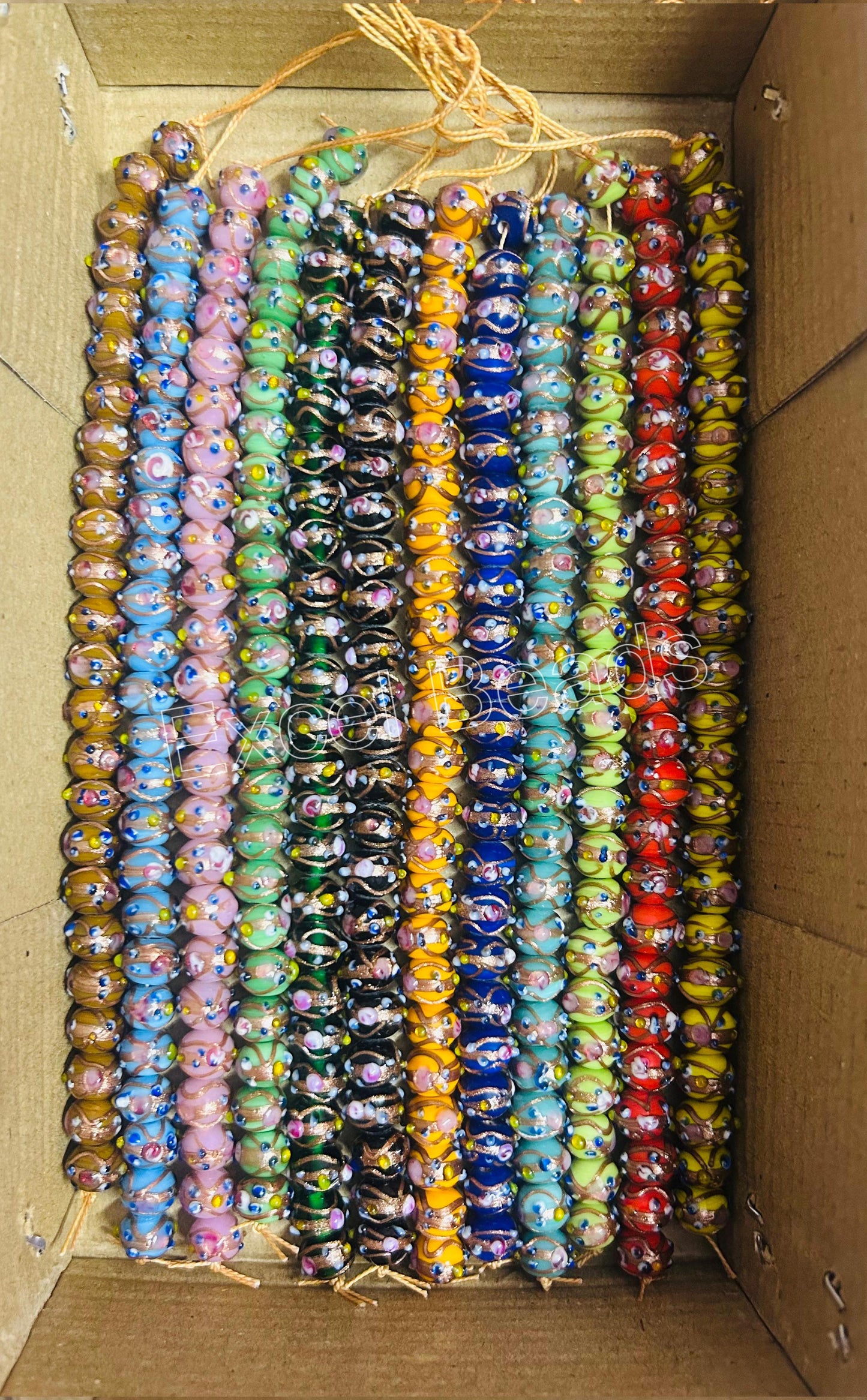 12 Strands 8mm Multi Color Wedding Cake Beads - STR-0261