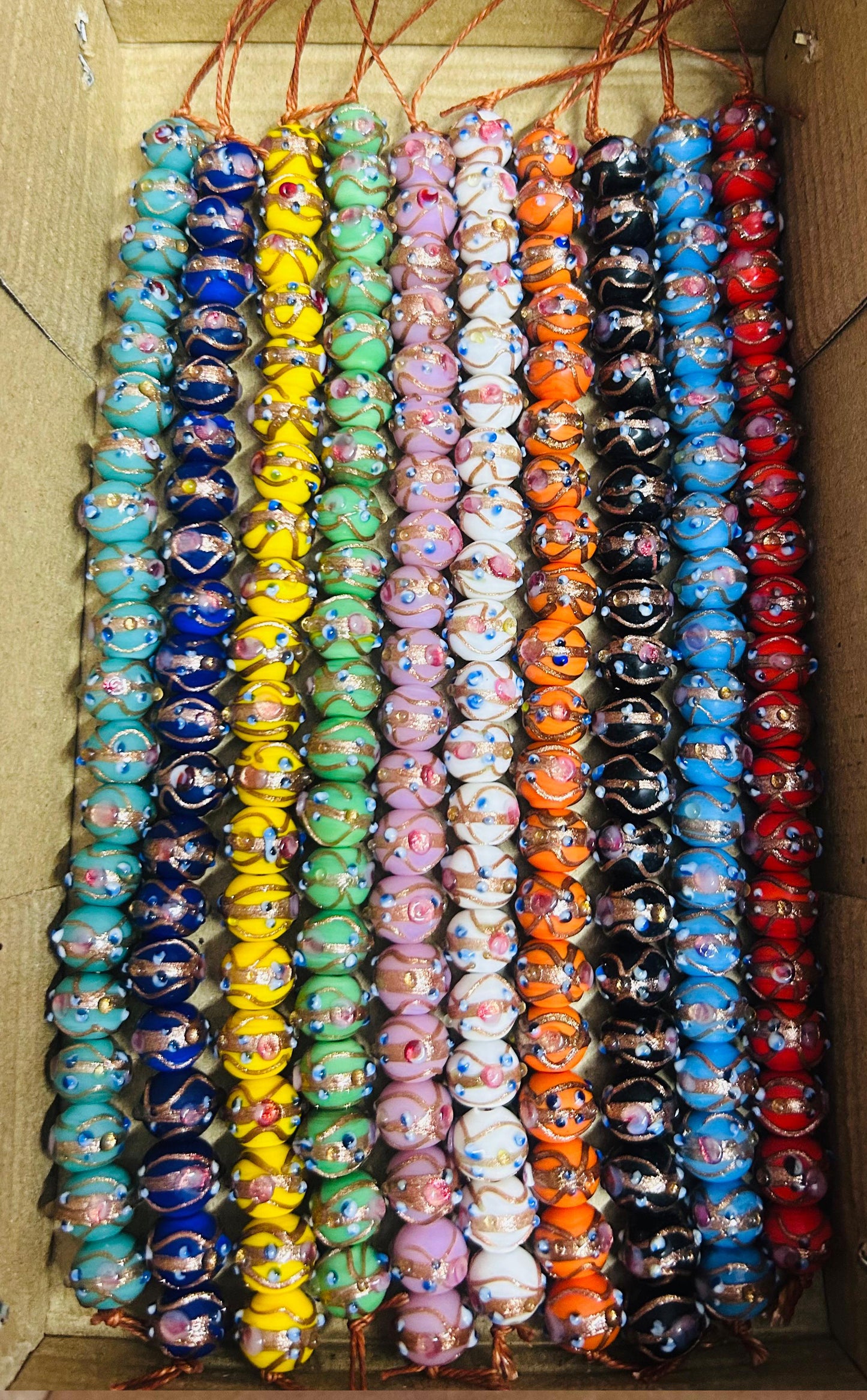 10 Strands 10mm Multi Color Wedding Cake Beads - STR-0265
