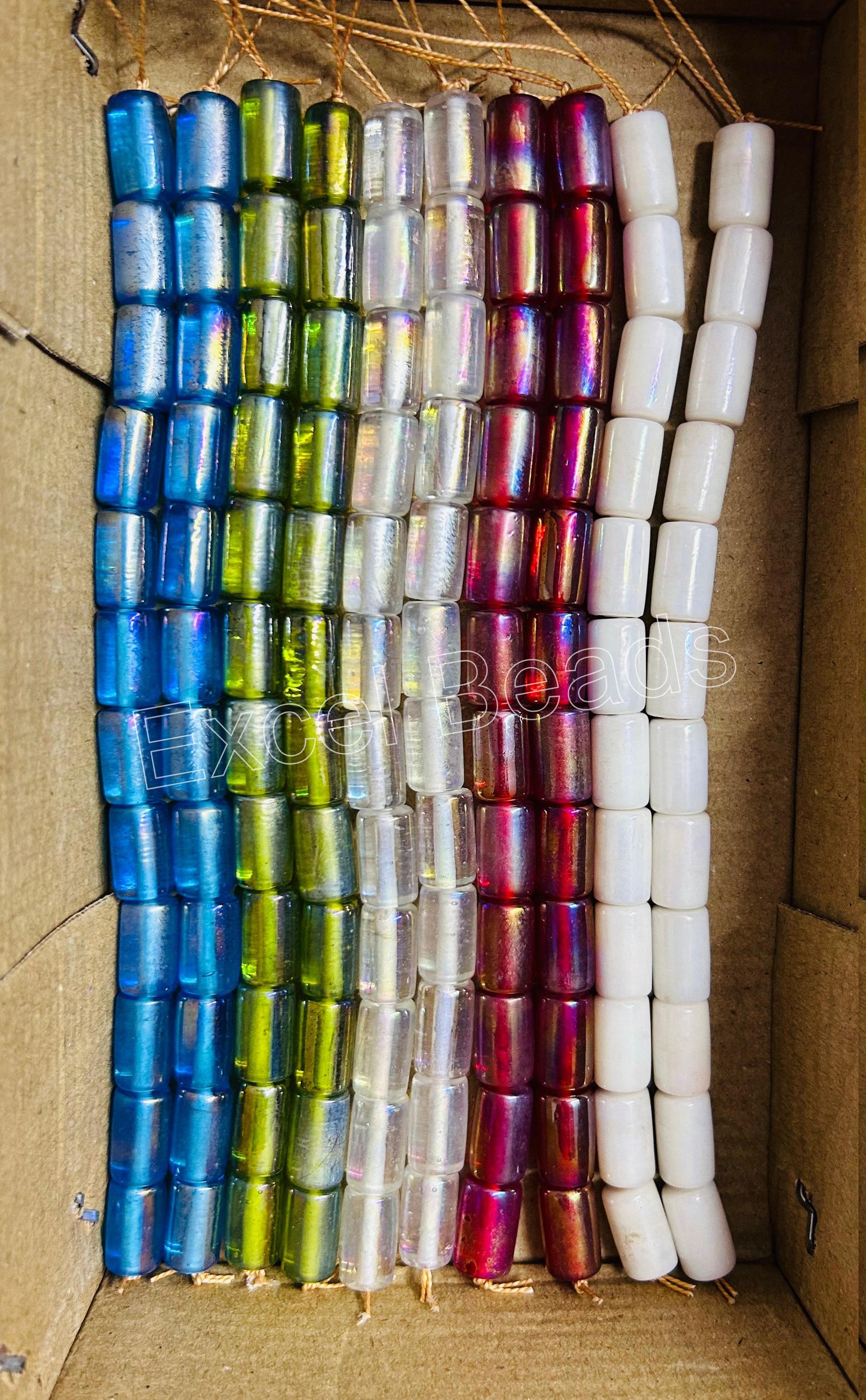 10 Strands Rainbow Finished Tube Beads (120 Beads) - STR-2680