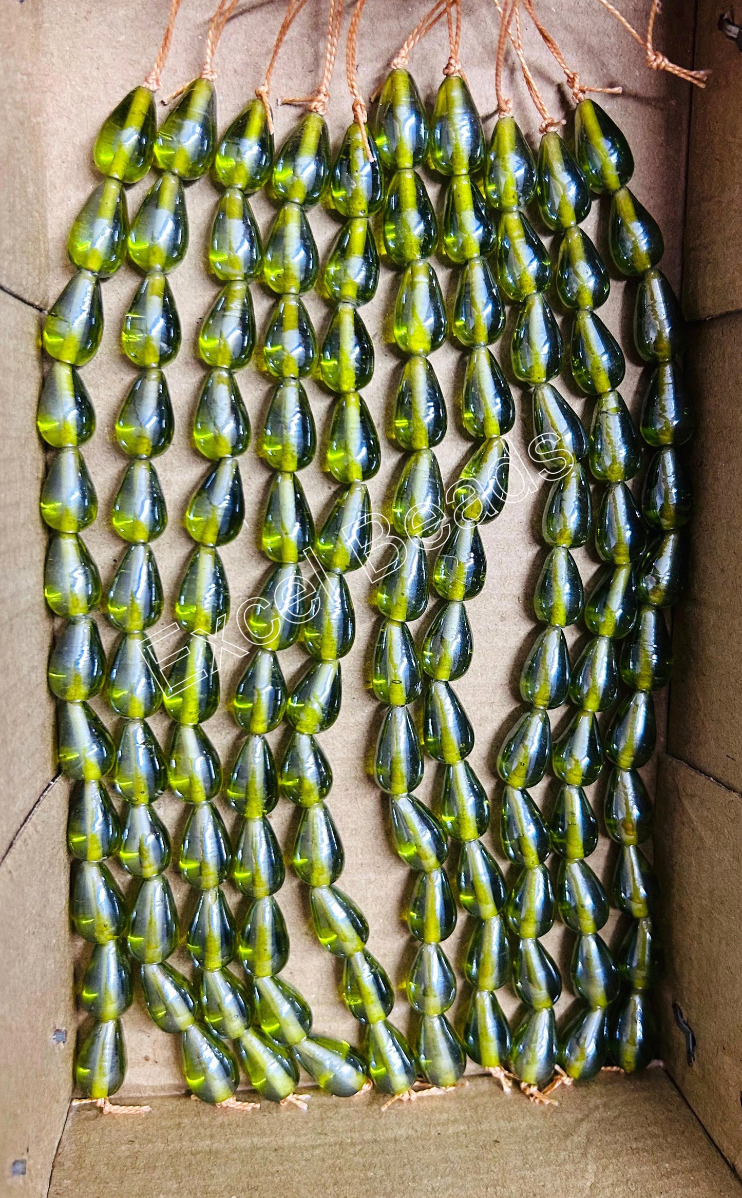 10 Strands Luster Finished Drop Beads Lime (120 Beads) - STR-2762