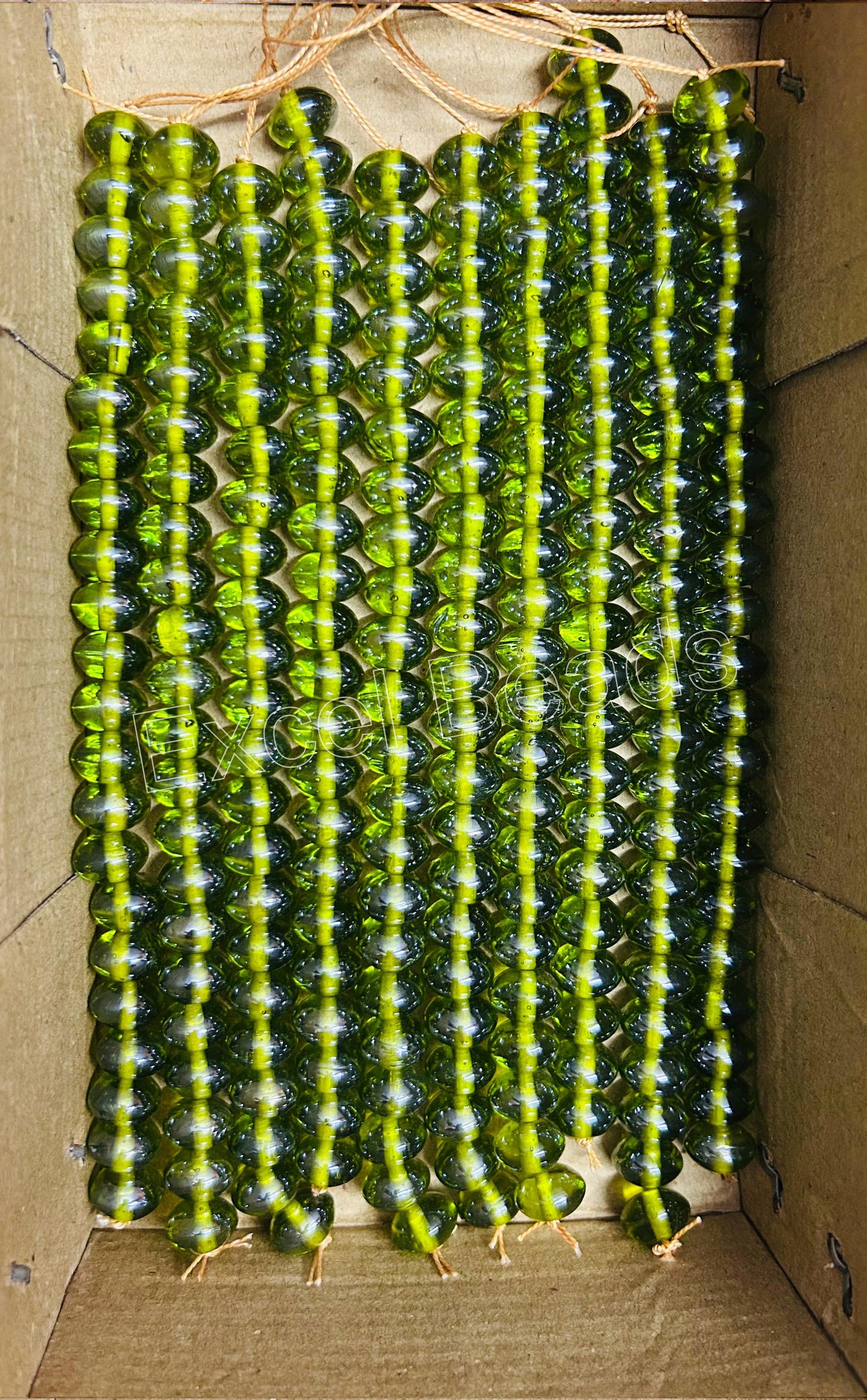 10 Strands Luster Finished Rondell Beads Lime (220 Beads) - STR-2802