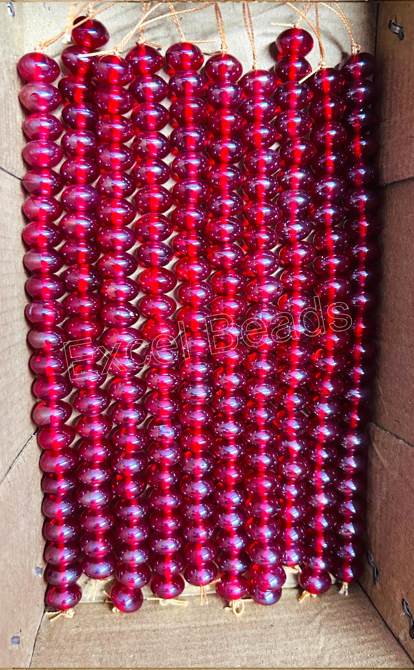 10 Strands Luster Finished Rondell Beads Red (220 Beads) - STR-2803