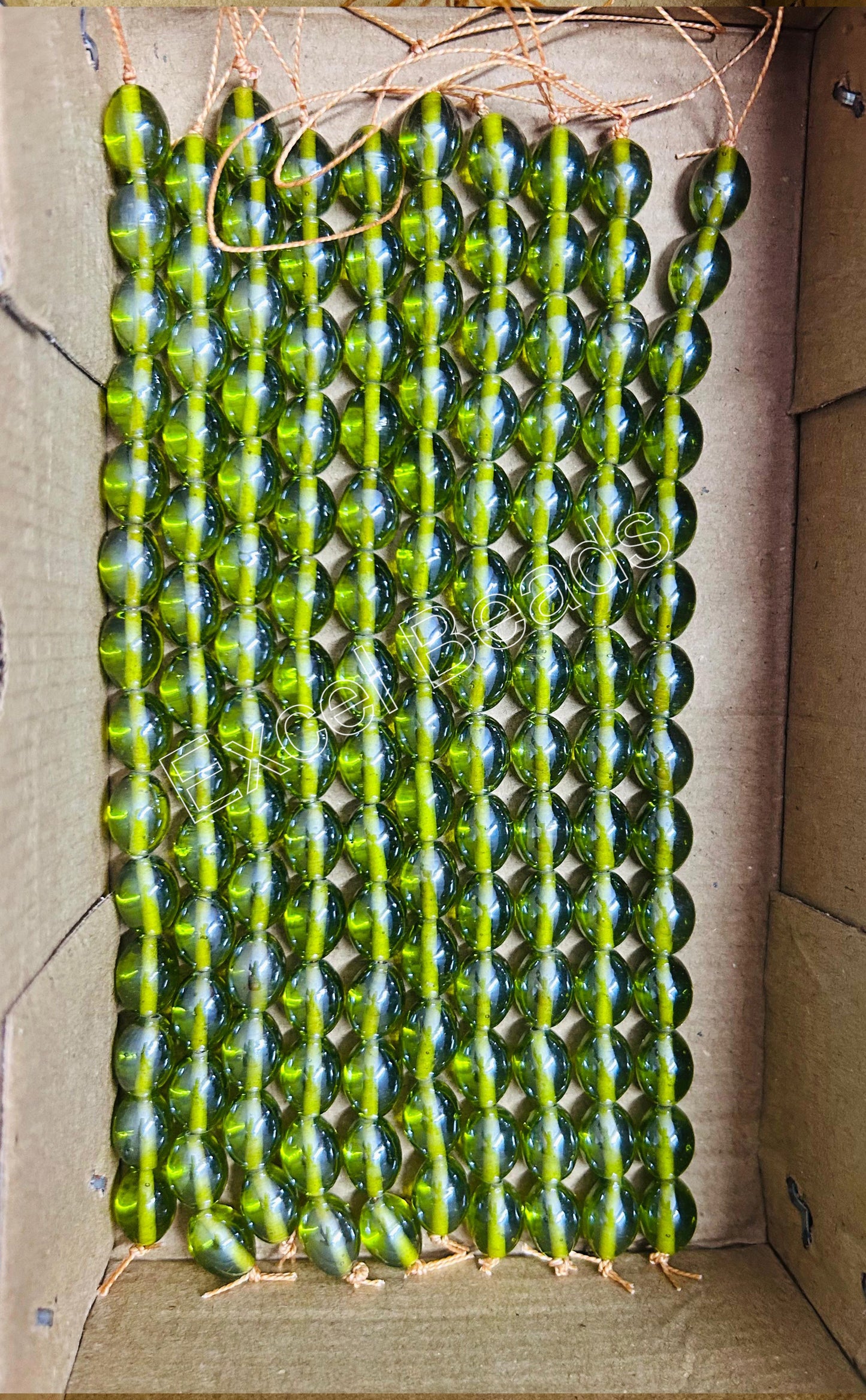 10 Strands Luster Finished Oval Beads Lime (140 Beads) - STR-2862