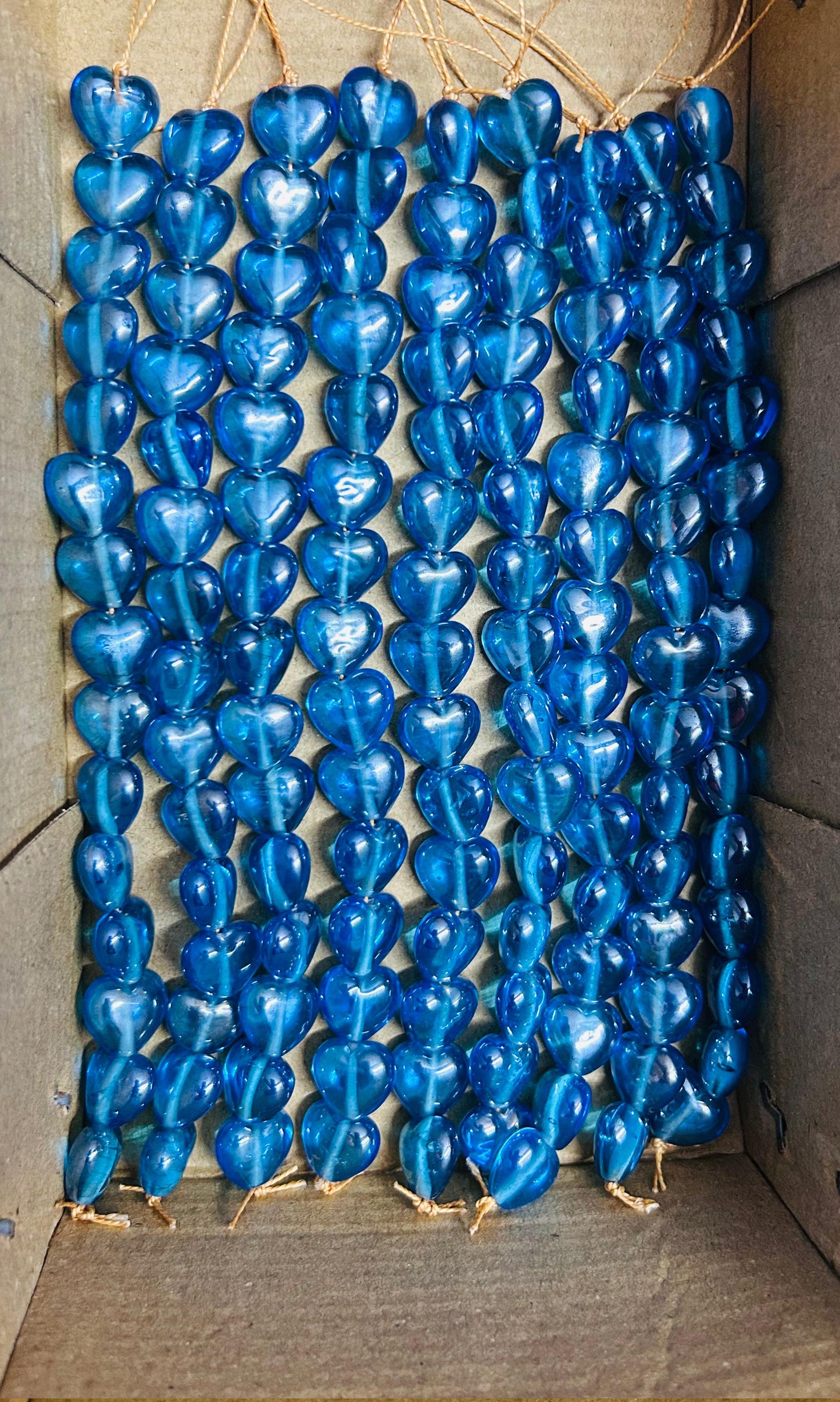 10 Strands Luster Finished Heart Beads Turquoise (150 Beads) - STR-2921