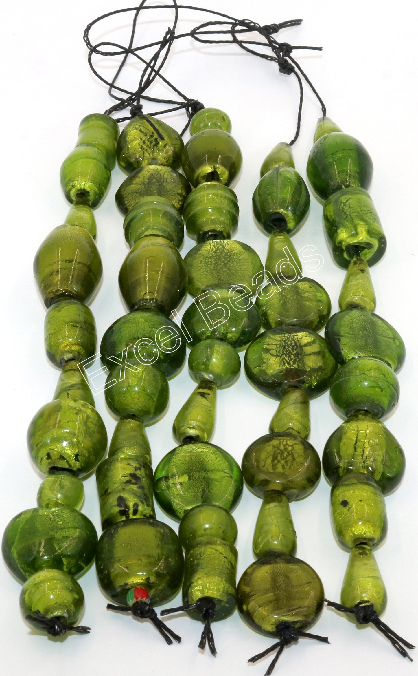 5 Strands Large Silver Foil Beads Mixed Color - STR-3021
