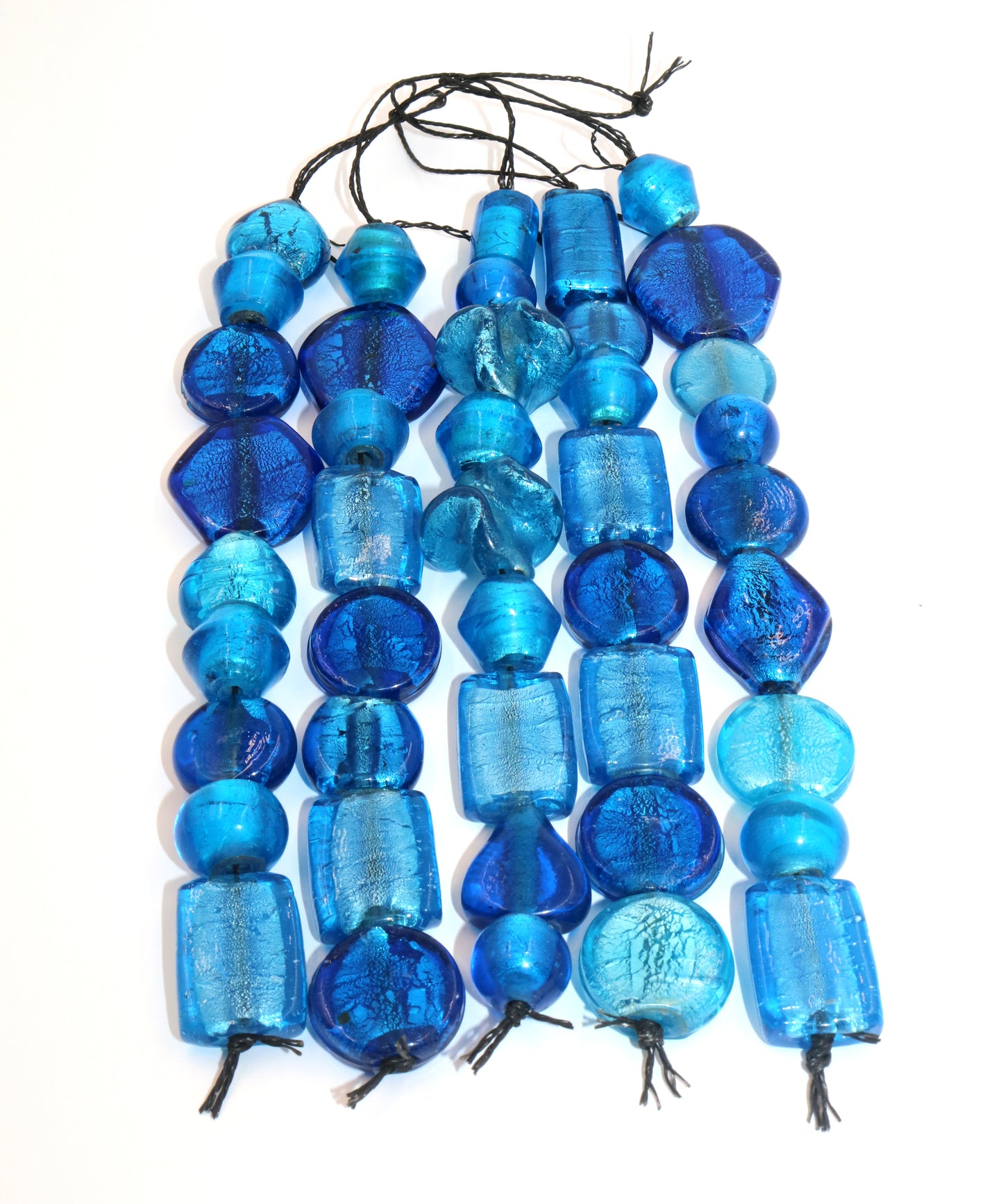 5 Strands Large Silver Foiled Glass Beads Mixed Size STR-3022