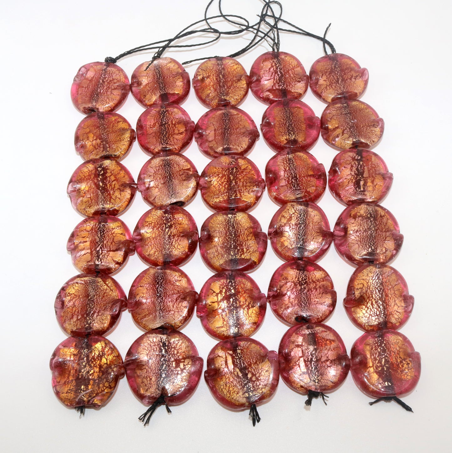 5 Strands Large Silver Foil Beads 35mm