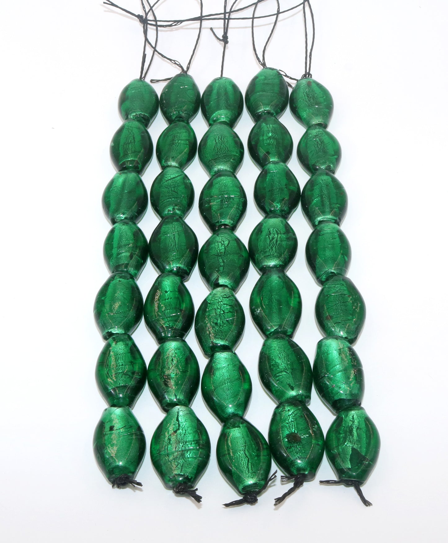 5 Strands Large Silver Foiled Glass Beads 32mm
