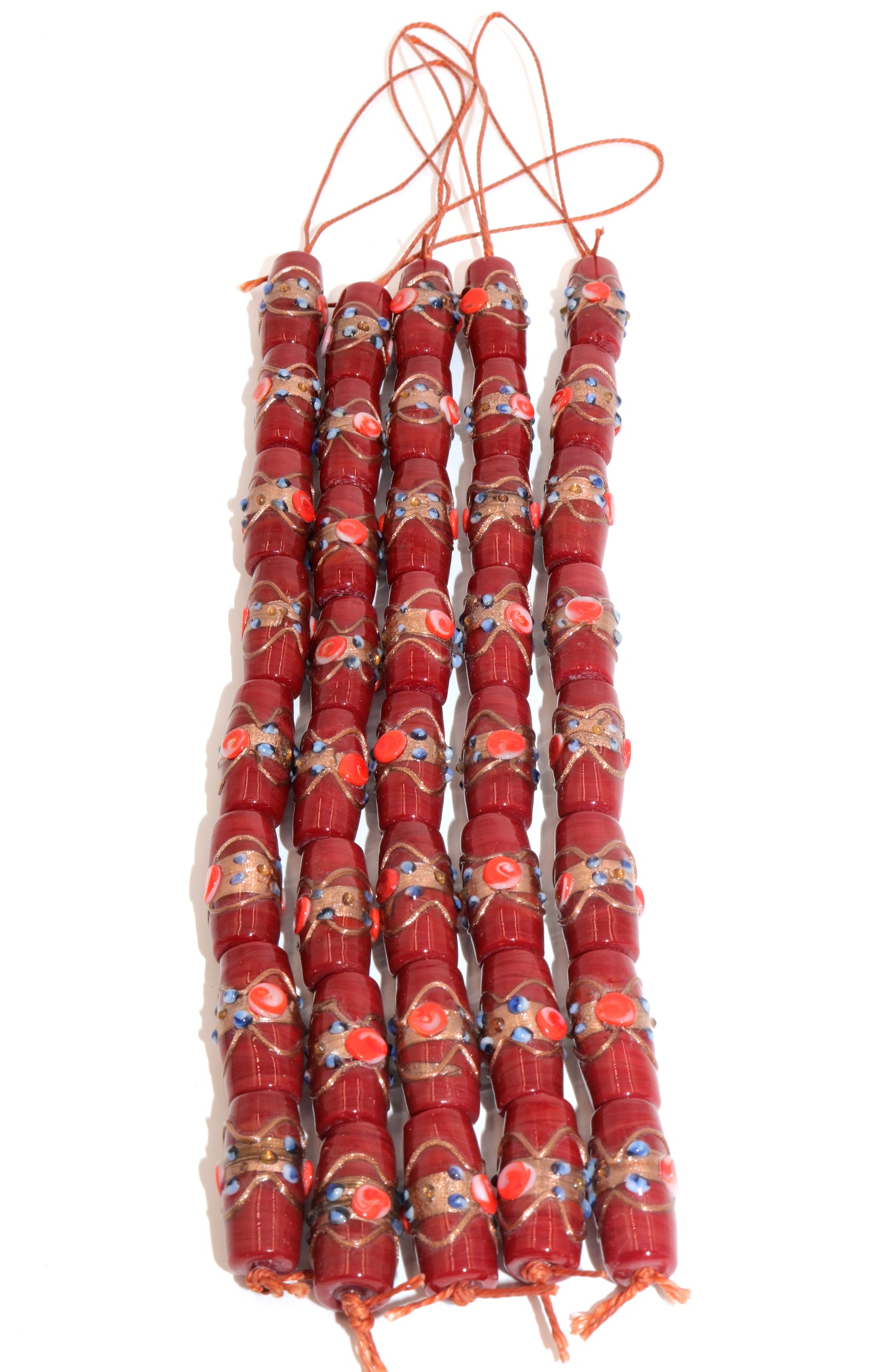 5 Strands Wedding Cake Beads 11x22mm Tube Maroon
