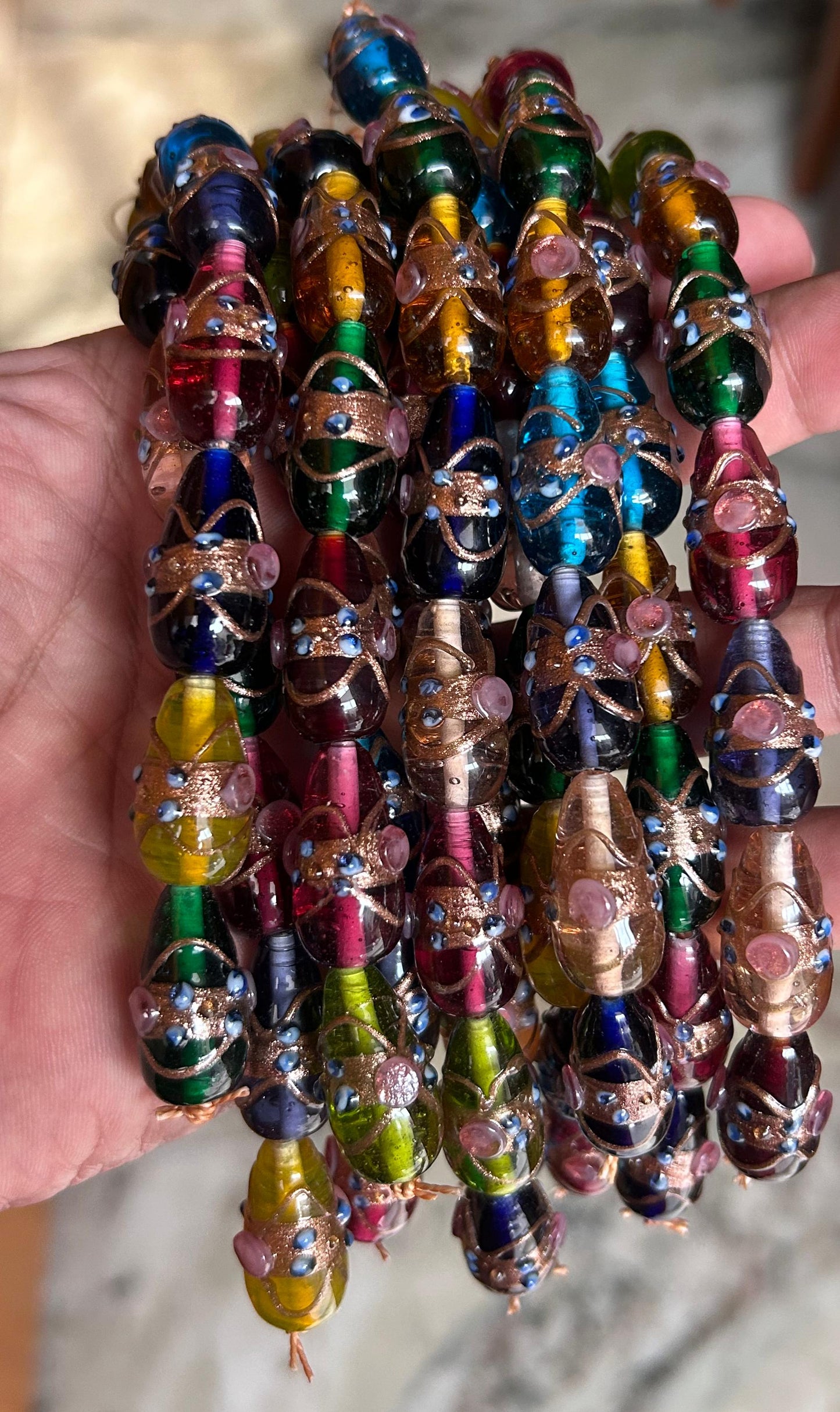 5 Strands Multi Color Wedding Cake Beads 12x22mm Drops Trans- STR-0331